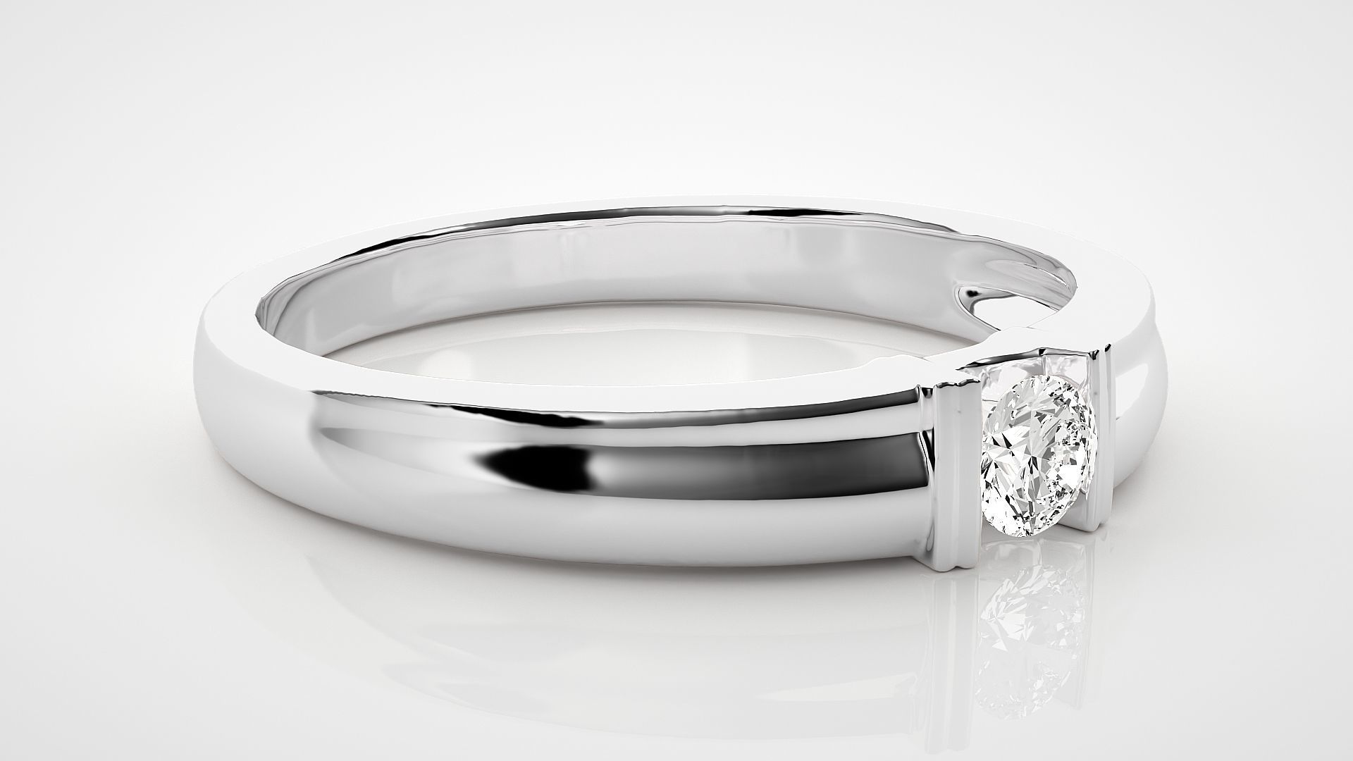 Single diamond Women solitaire ring 3dm stl render detail 3D print model_5