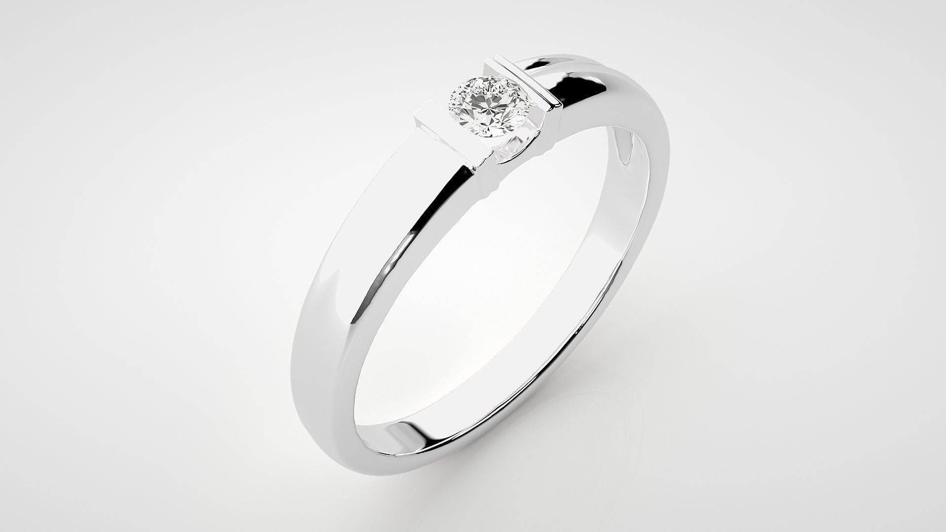 Single diamond Women solitaire ring 3dm stl render detail 3D print model_6
