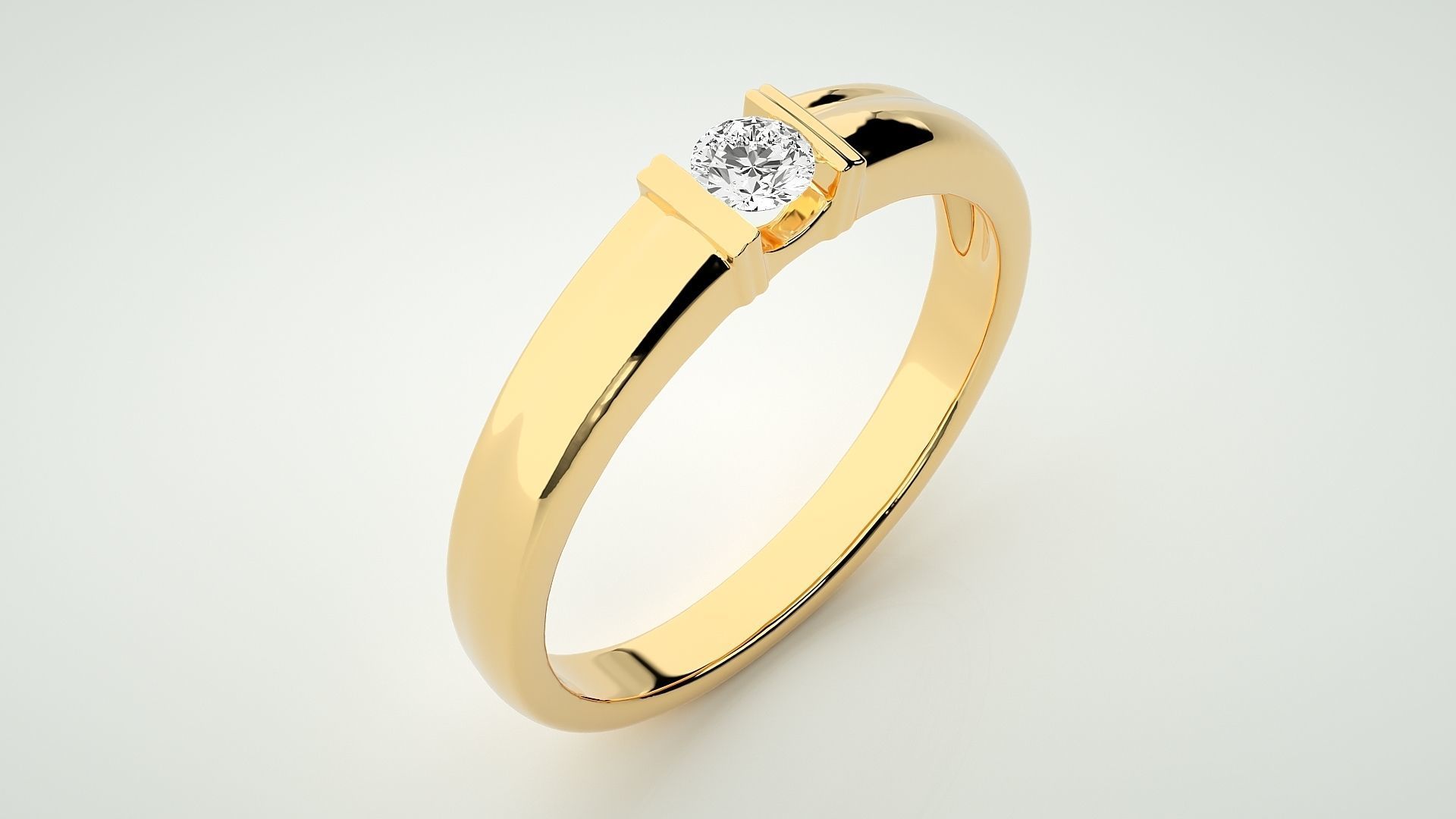 Single diamond Women solitaire ring 3dm stl render detail 3D print model_9