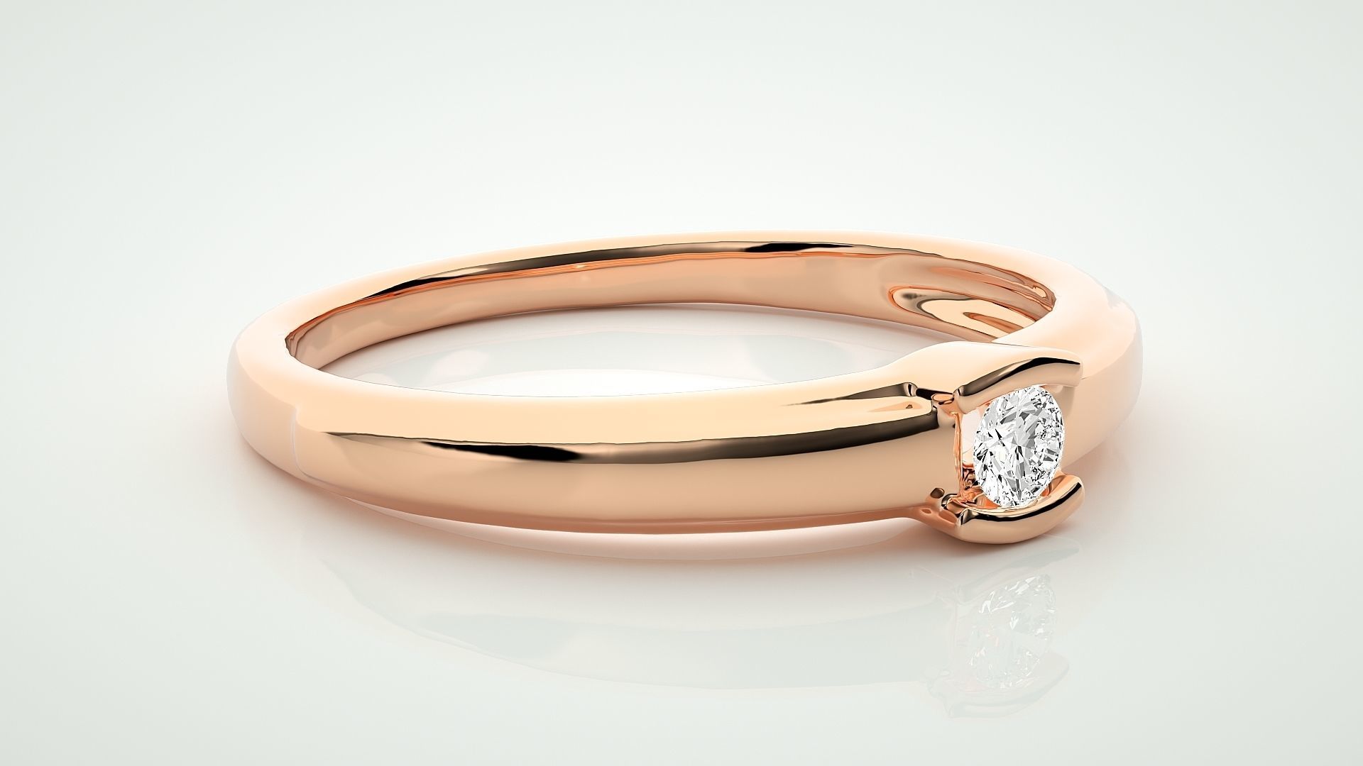 Single diamond Women solitaire ring 3dm stl render detail 3D print model_1