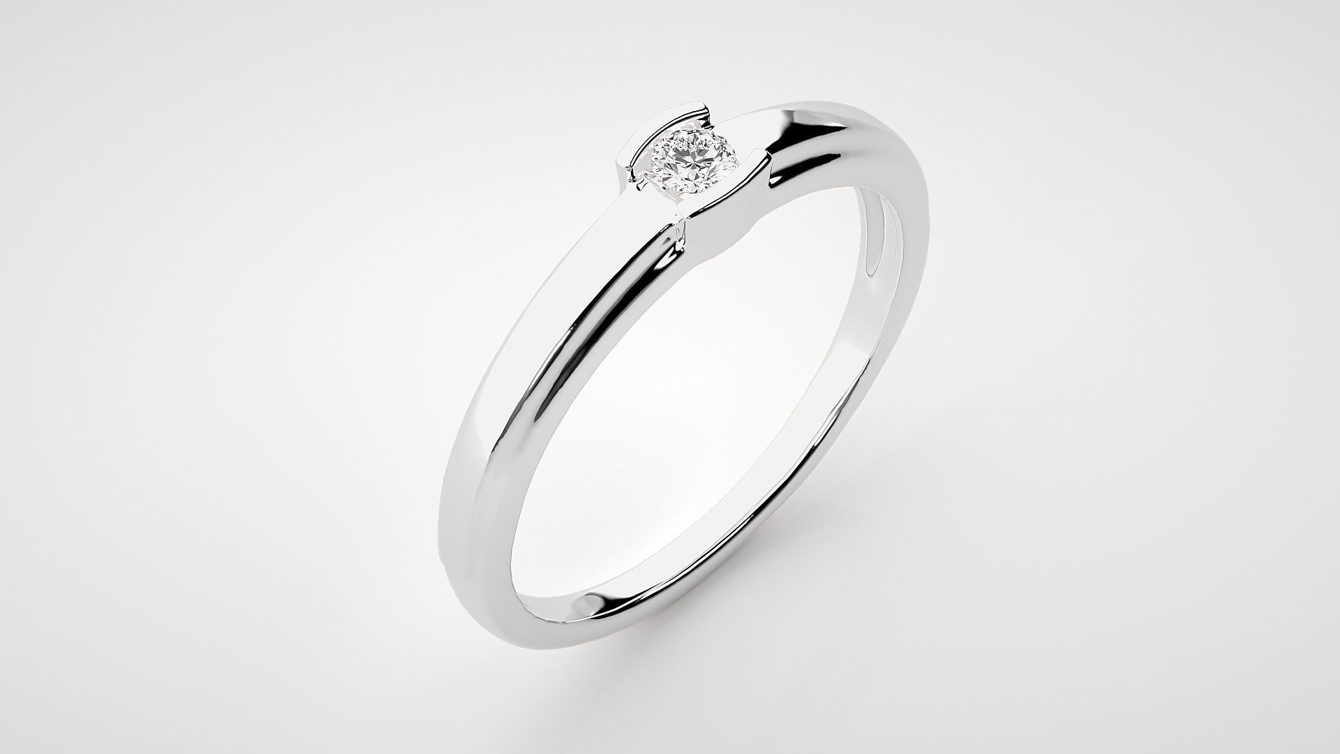 Single diamond Women solitaire ring 3dm stl render detail 3D print model_6