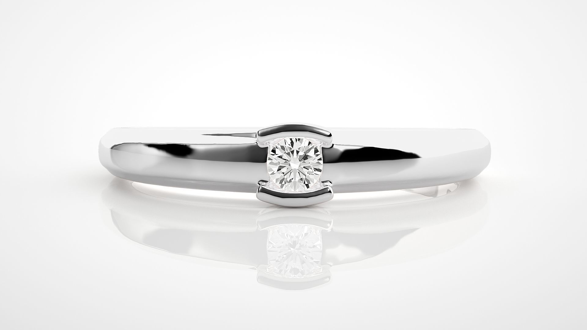 Single diamond Women solitaire ring 3dm stl render detail 3D print model_4