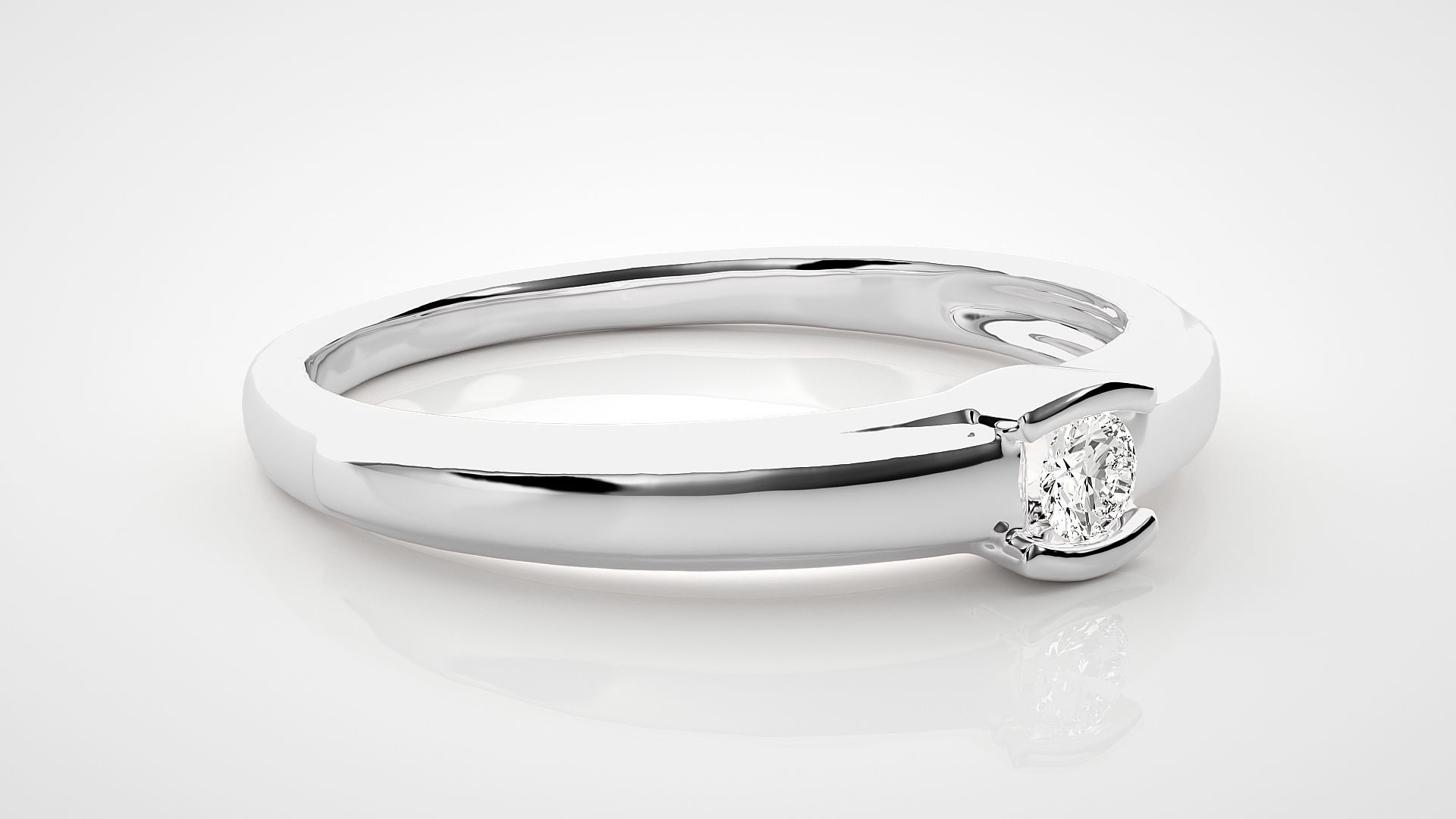 Single diamond Women solitaire ring 3dm stl render detail 3D print model_5