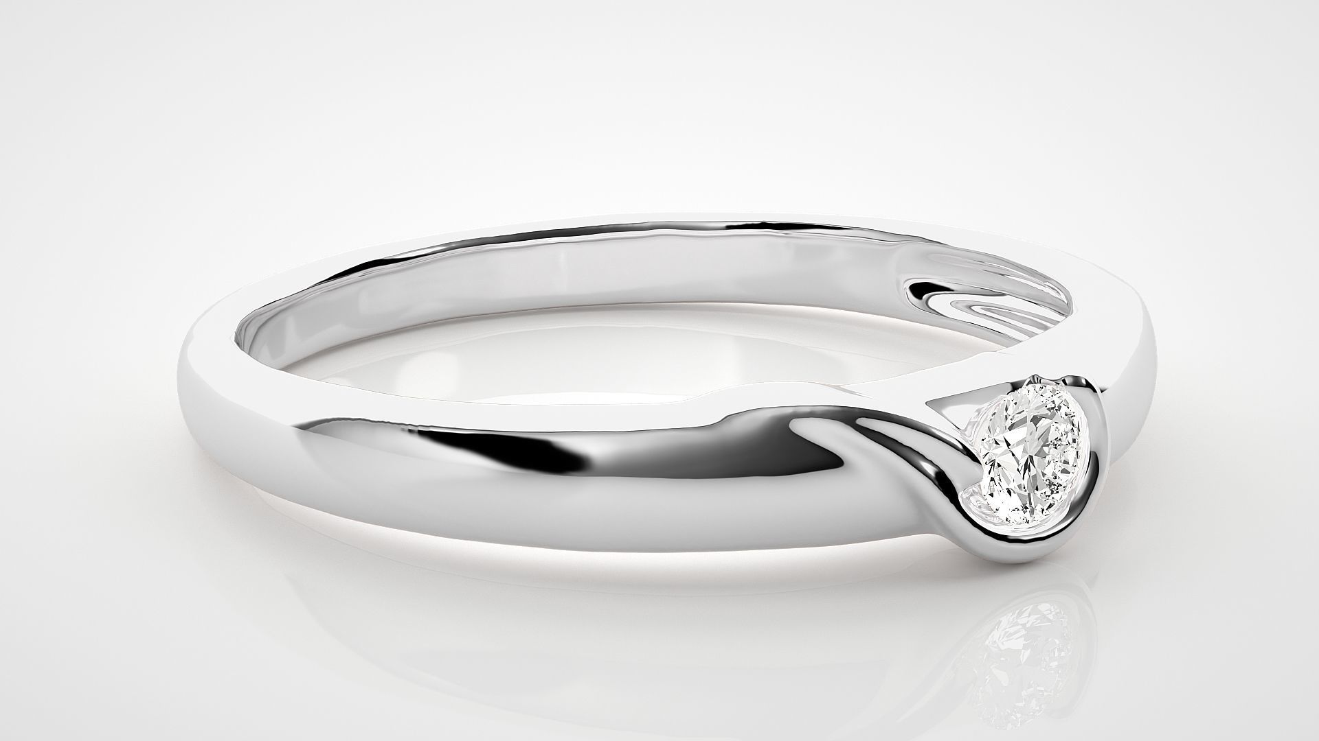 Single diamond Women solitaire ring 3dm stl render detail 3D print model_5