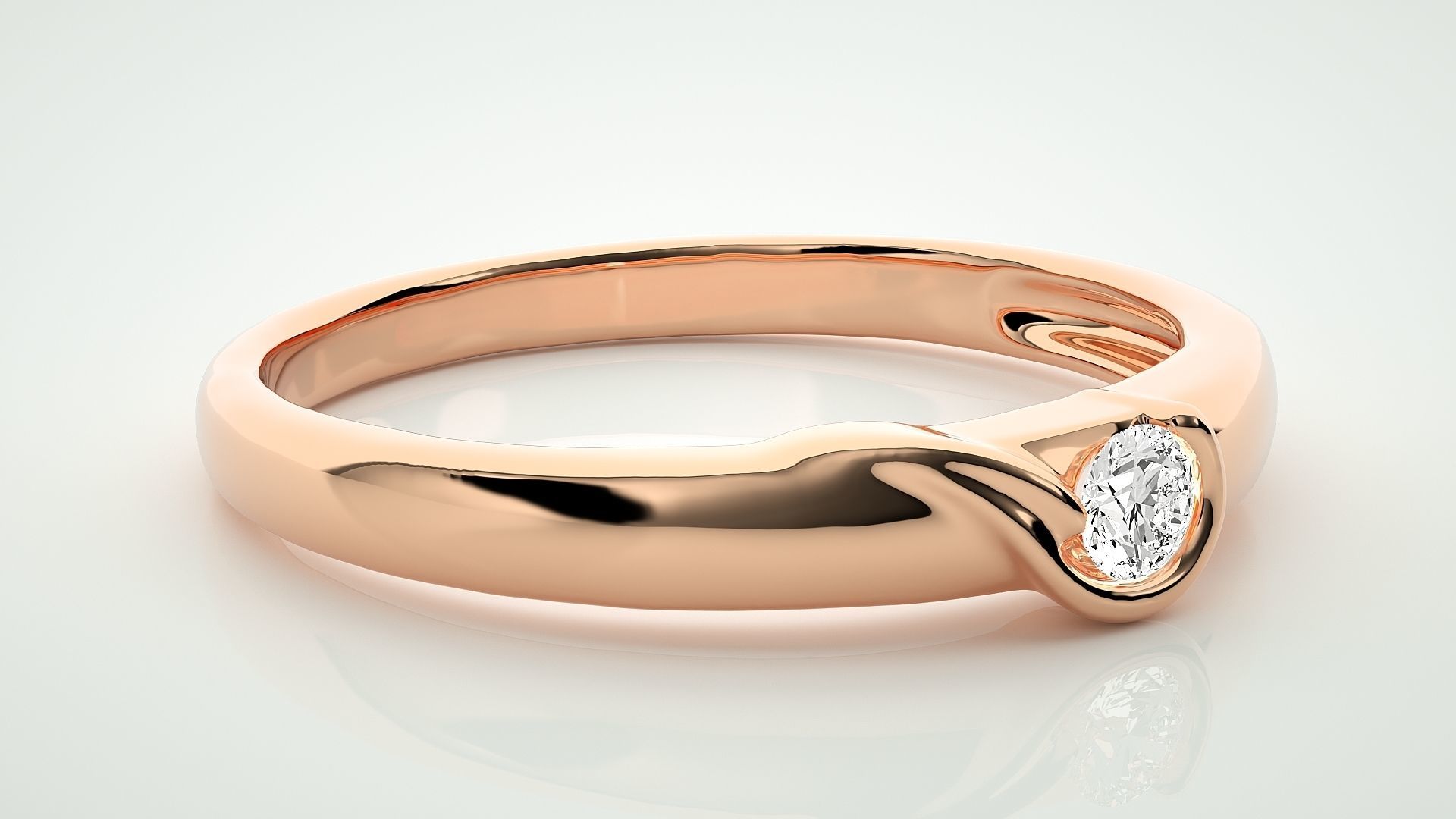 Single diamond Women solitaire ring 3dm stl render detail 3D print model_1