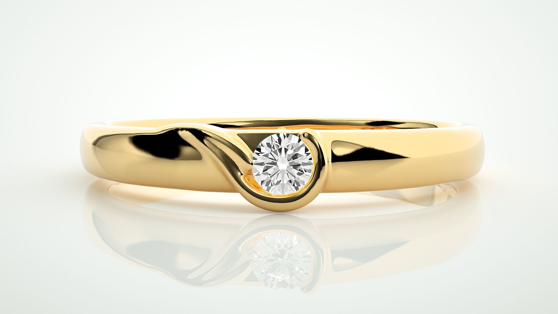 Single diamond Women solitaire ring 3dm stl render detail 3D print model_7