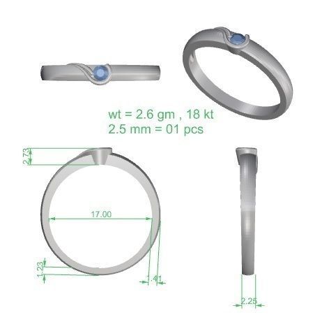 Single diamond Women solitaire ring 3dm stl render detail 3D print model_3