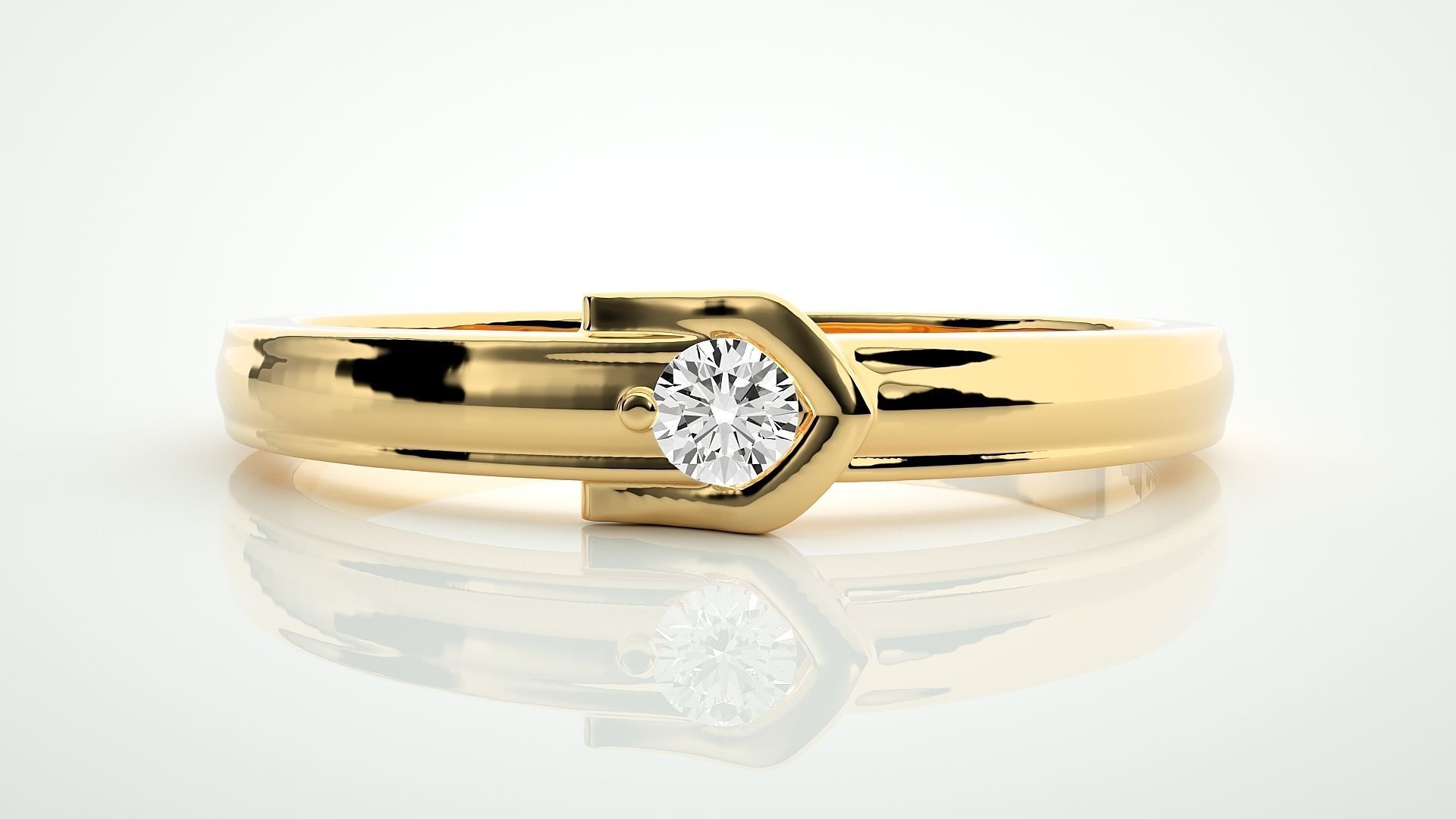 Single diamond Women solitaire ring 3dm stl render detail 3D print model_7