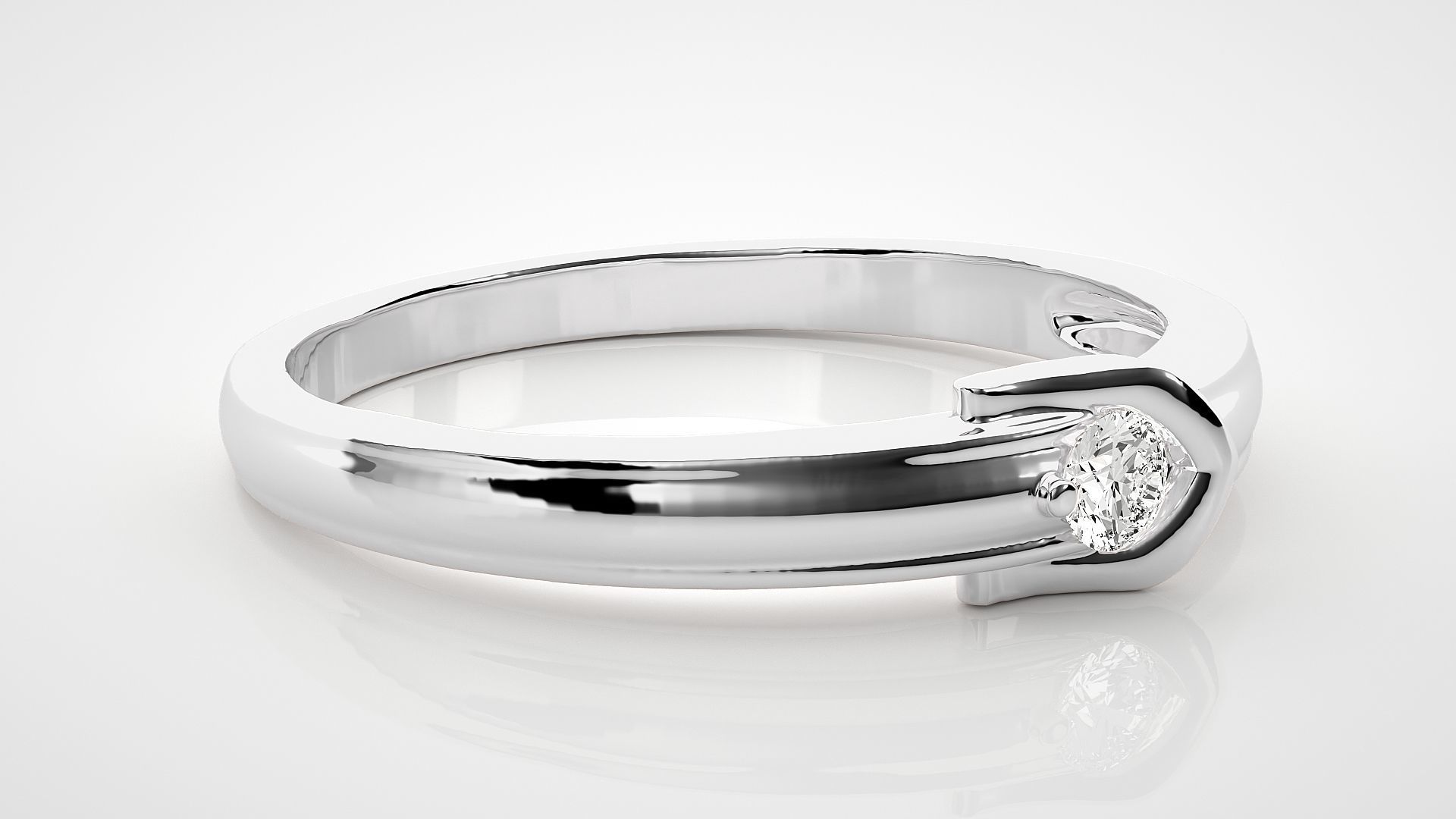 Single diamond Women solitaire ring 3dm stl render detail 3D print model_5