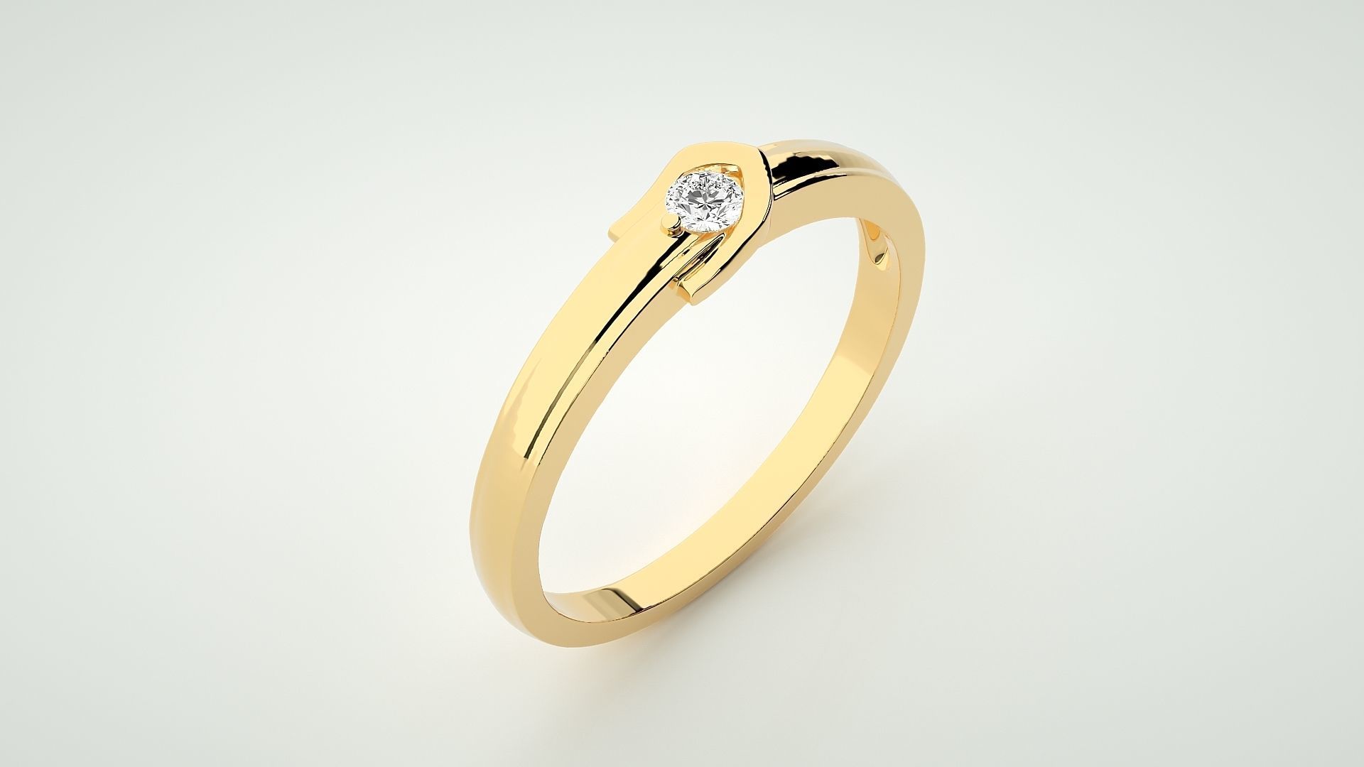 Single diamond Women solitaire ring 3dm stl render detail 3D print model_9