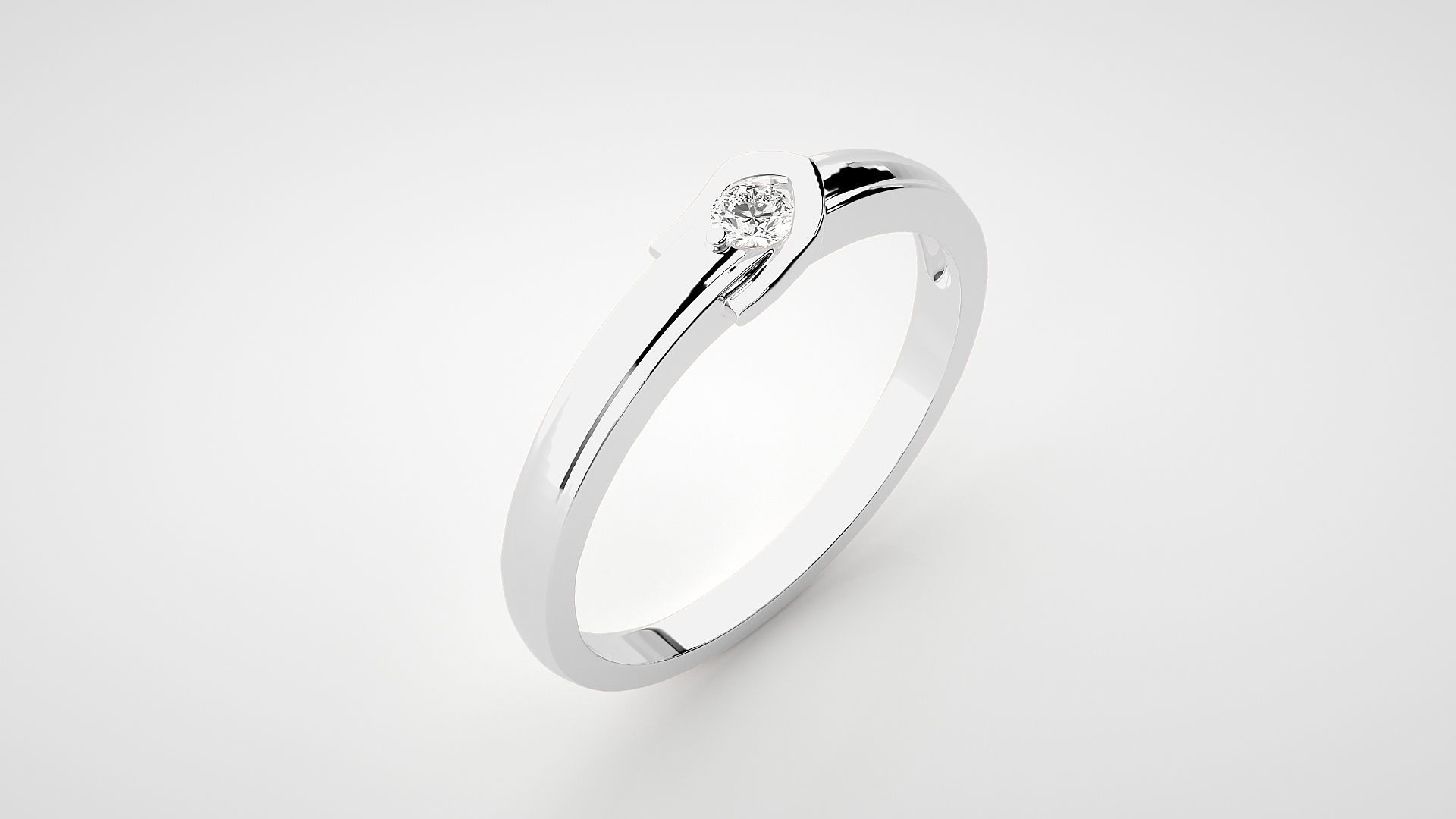 Single diamond Women solitaire ring 3dm stl render detail 3D print model_6