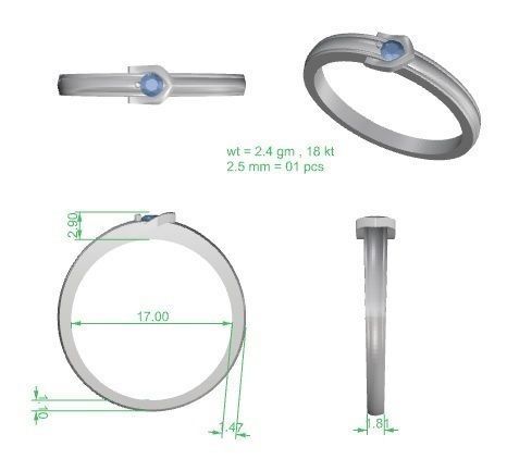 Single diamond Women solitaire ring 3dm stl render detail 3D print model_3