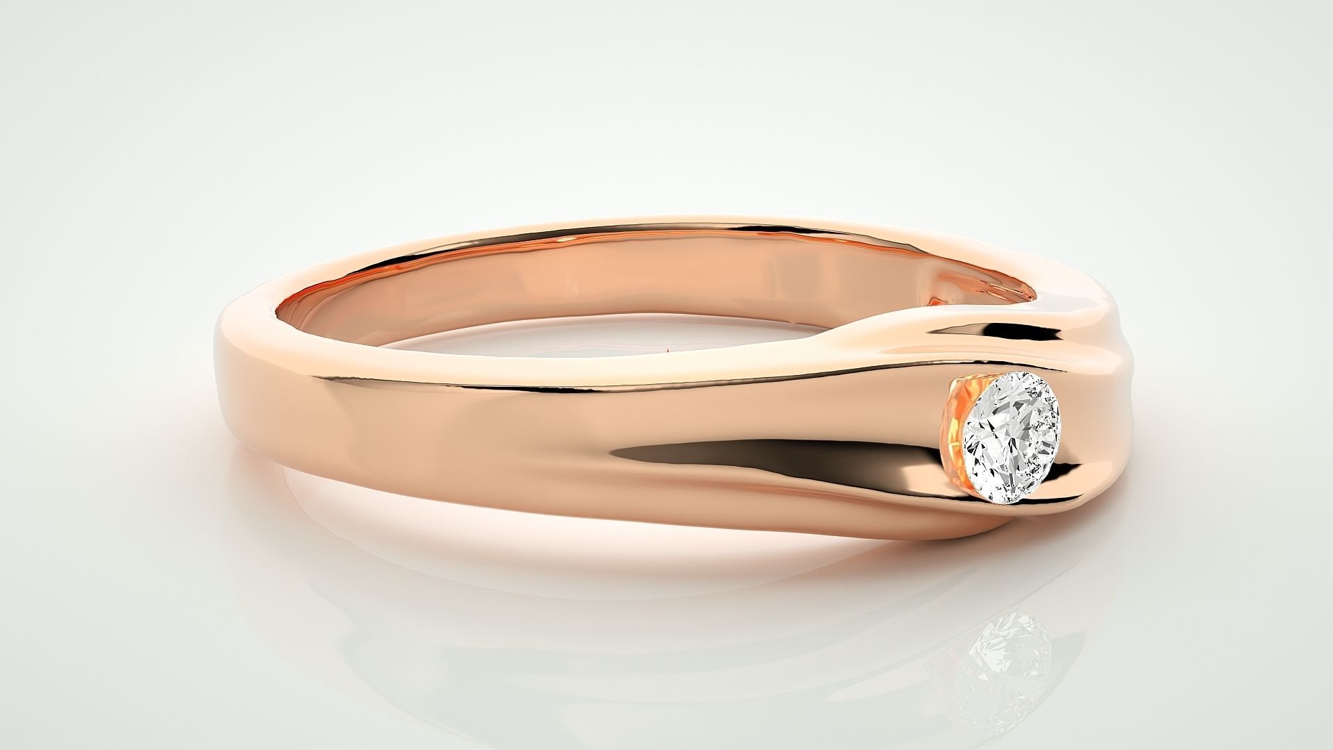 Single diamond Women solitaire ring 3dm stl render detail 3D print model_1