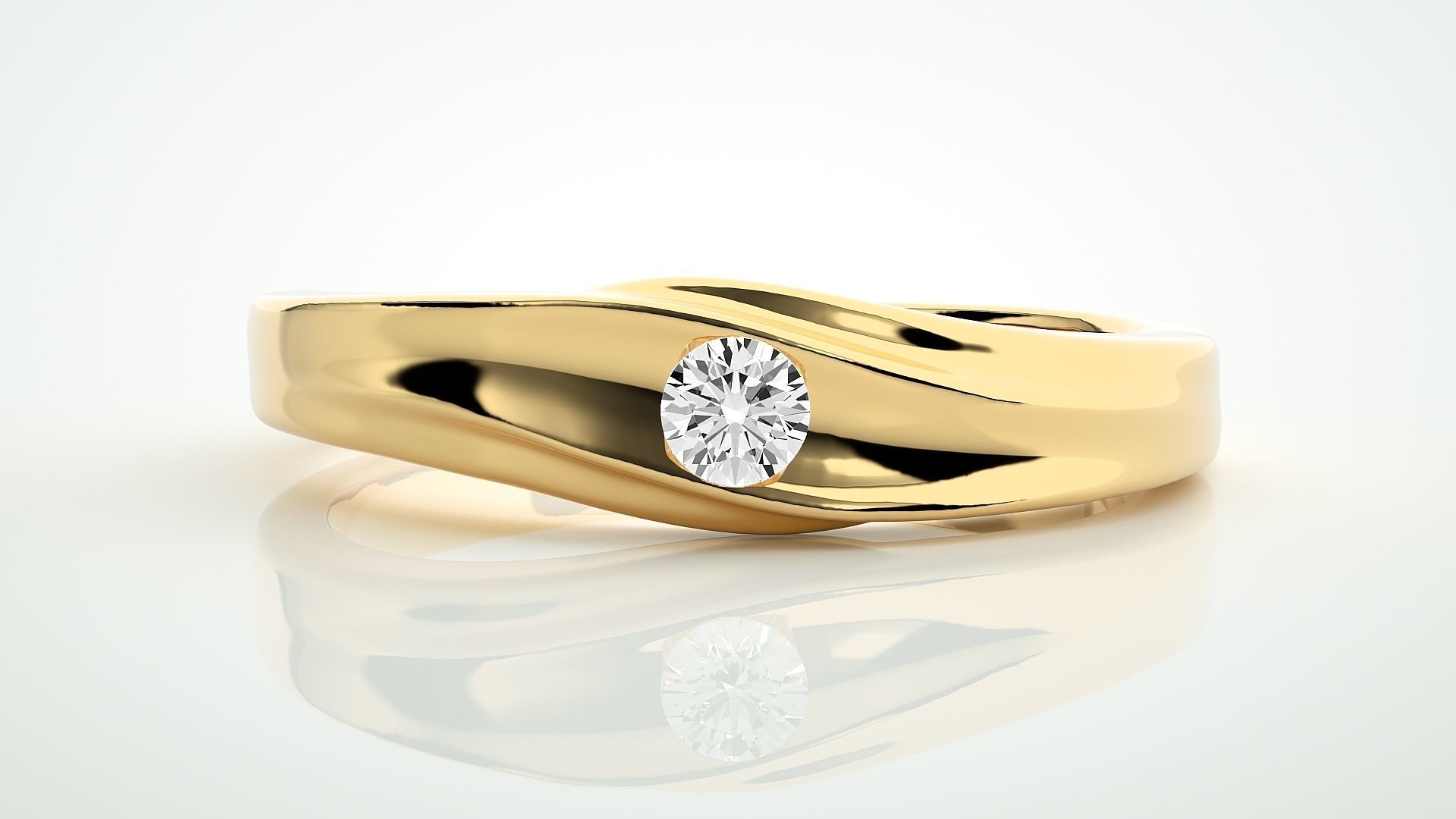 Single diamond Women solitaire ring 3dm stl render detail 3D print model_7