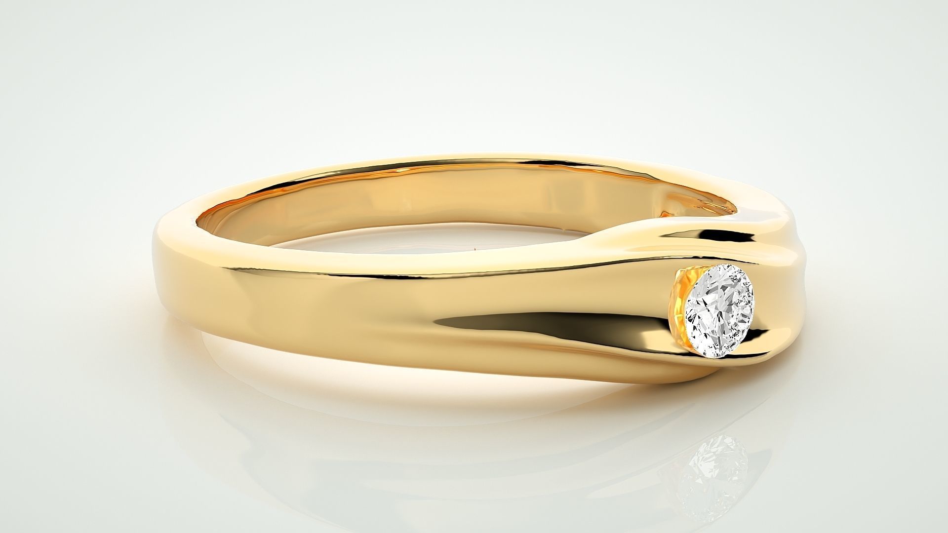 Single diamond Women solitaire ring 3dm stl render detail 3D print model_8