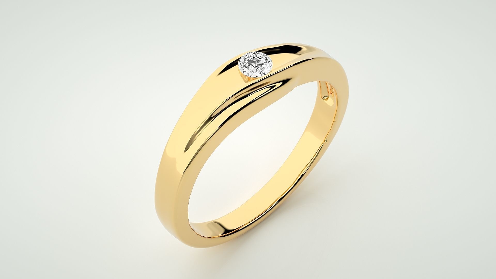 Single diamond Women solitaire ring 3dm stl render detail 3D print model_9