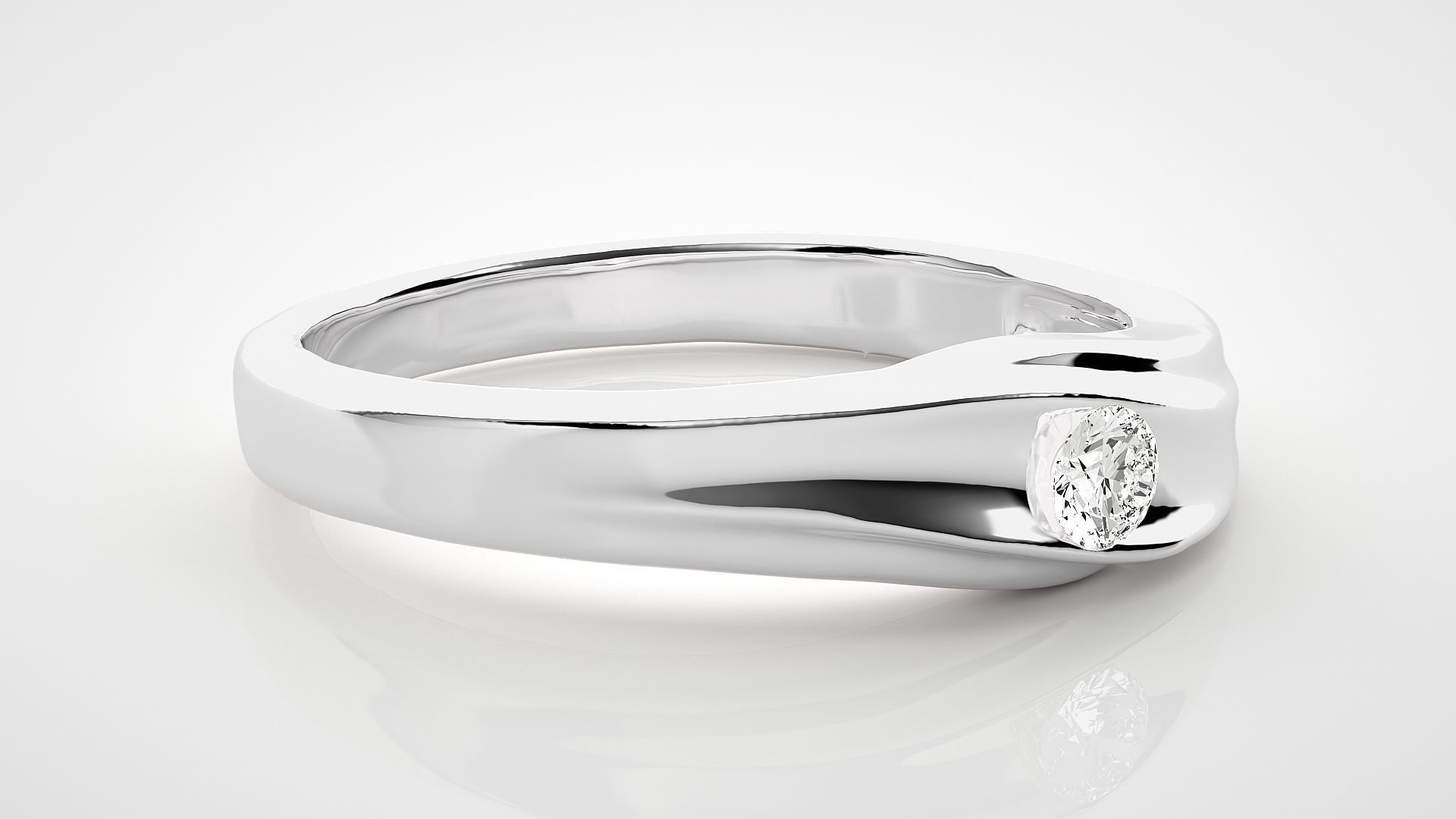 Single diamond Women solitaire ring 3dm stl render detail 3D print model_5