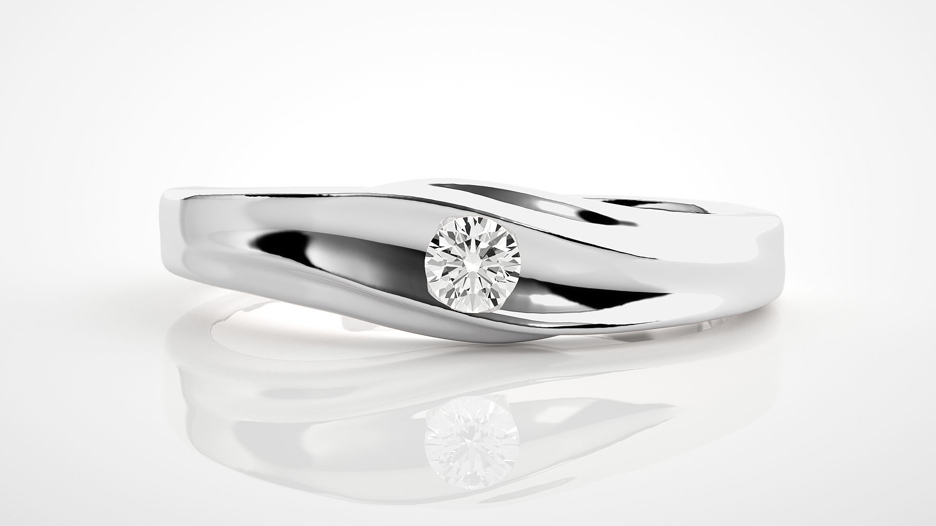Single diamond Women solitaire ring 3dm stl render detail 3D print model_4