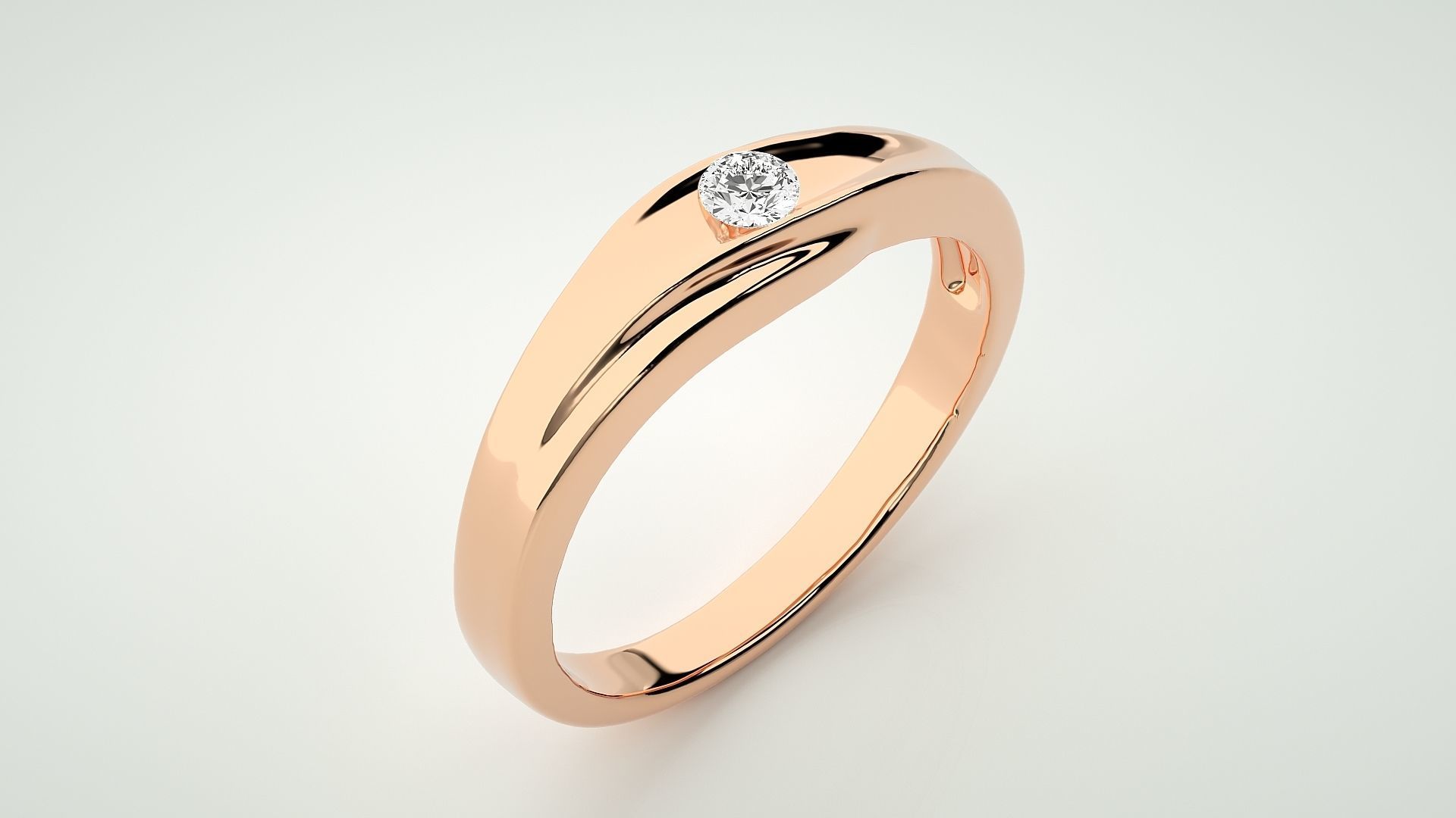 Single diamond Women solitaire ring 3dm stl render detail 3D print model_2