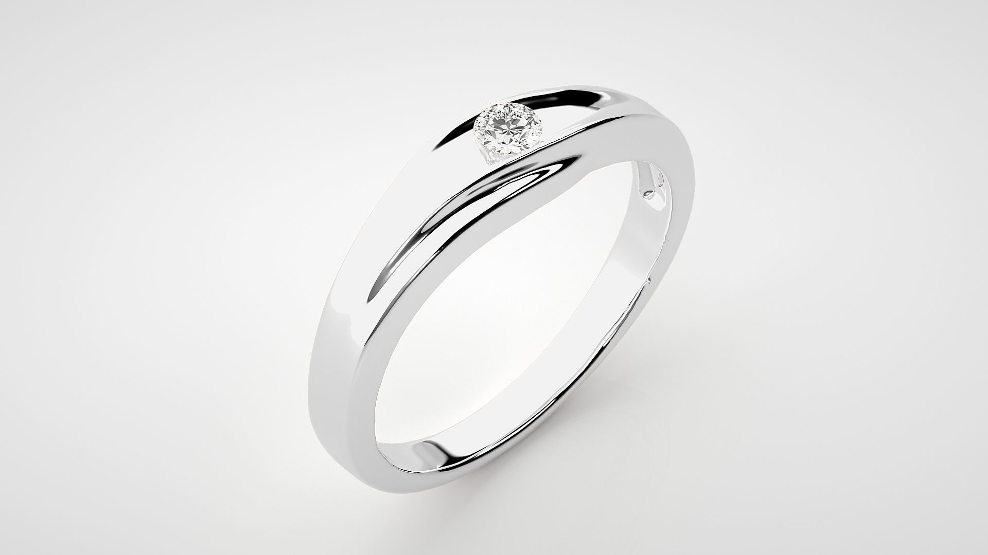 Single diamond Women solitaire ring 3dm stl render detail 3D print model_6