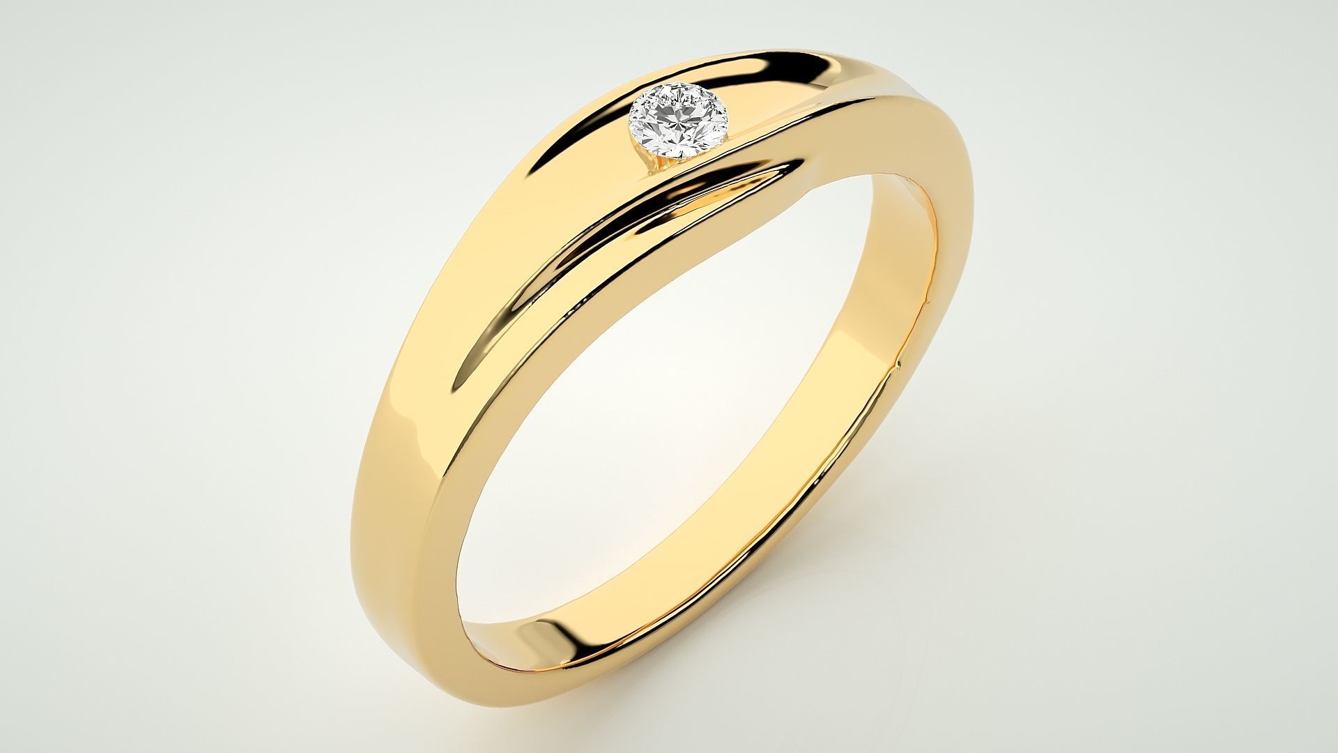 Single diamond Women solitaire ring 3dm stl render detail 3D print model_9