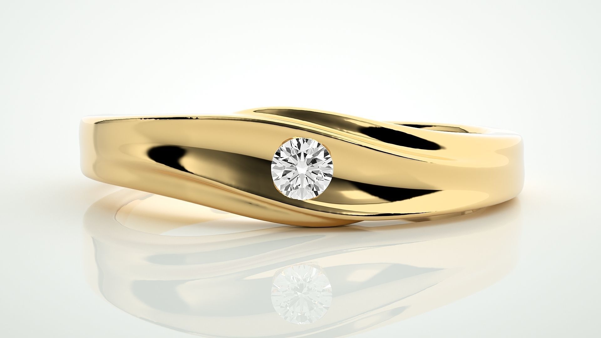 Single diamond Women solitaire ring 3dm stl render detail 3D print model_7