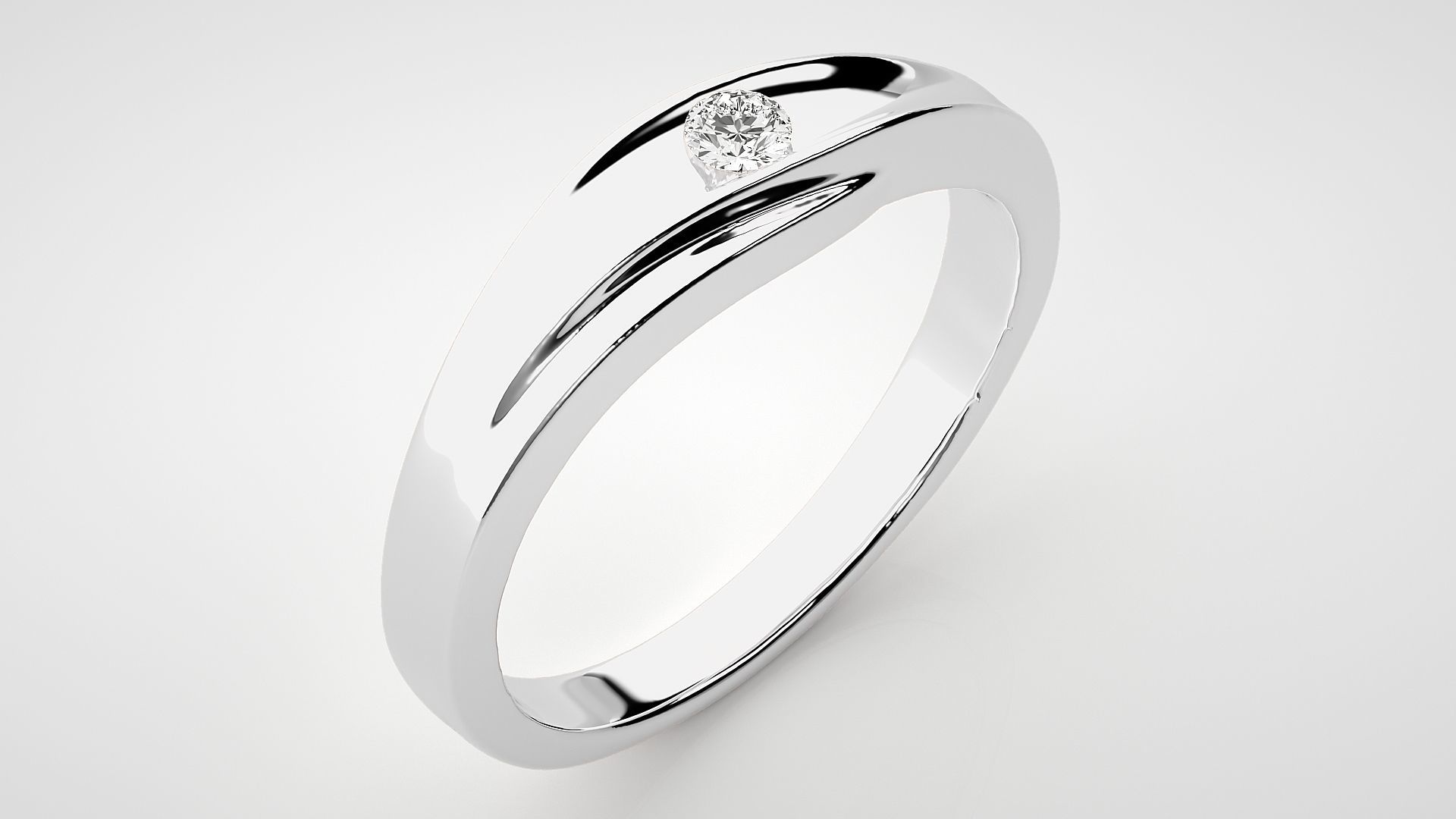 Single diamond Women solitaire ring 3dm stl render detail 3D print model_6