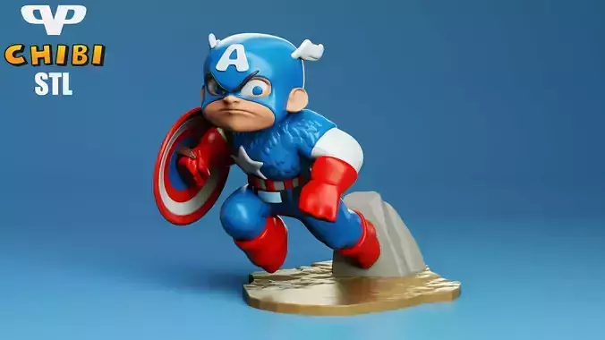 Captain America Chibi for 3D Printing STL