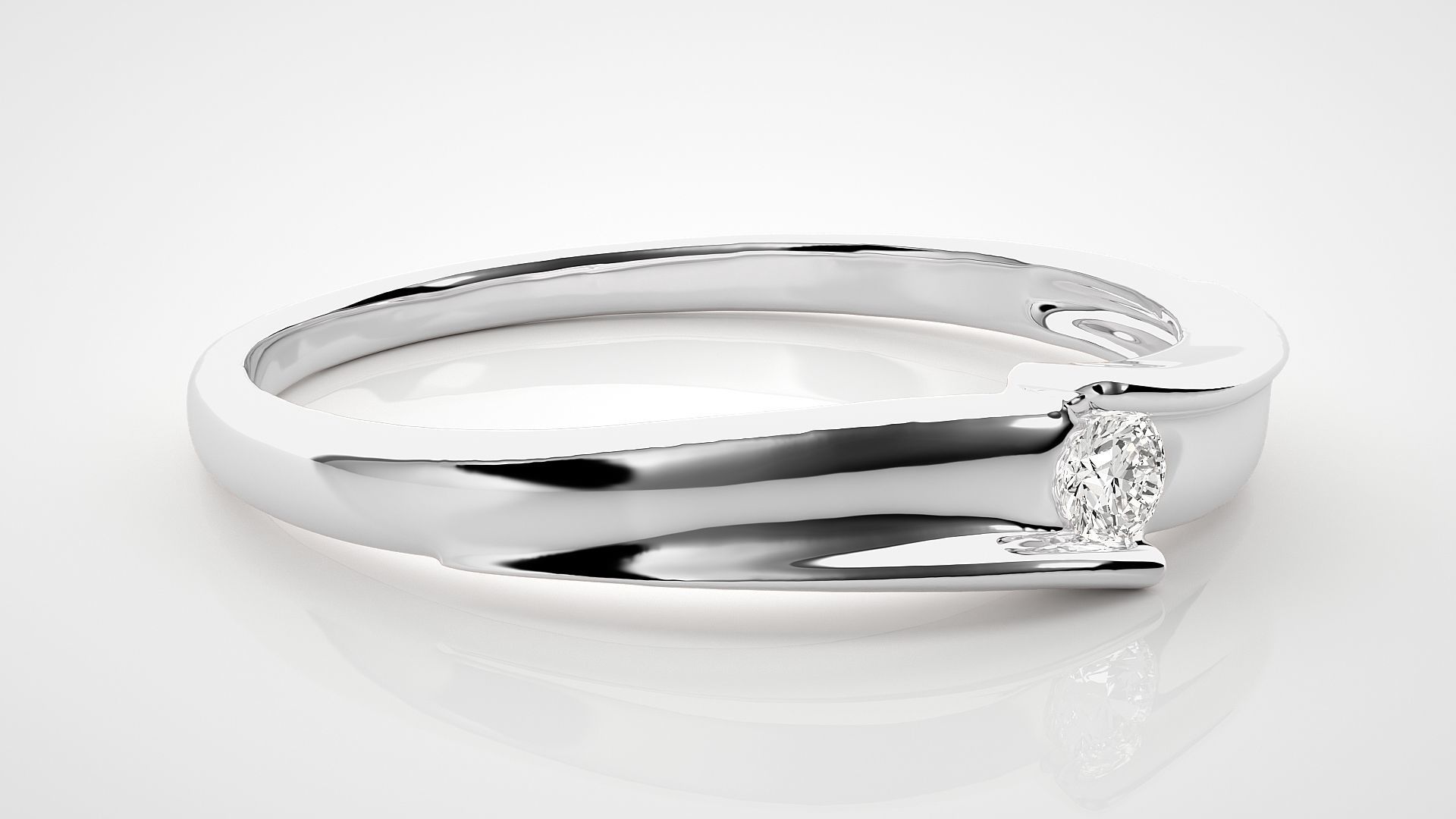 Single diamond Women solitaire ring 3dm stl render detail 3D print model_5