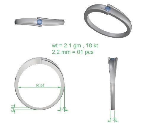 Single diamond Women solitaire ring 3dm stl render detail 3D print model_3