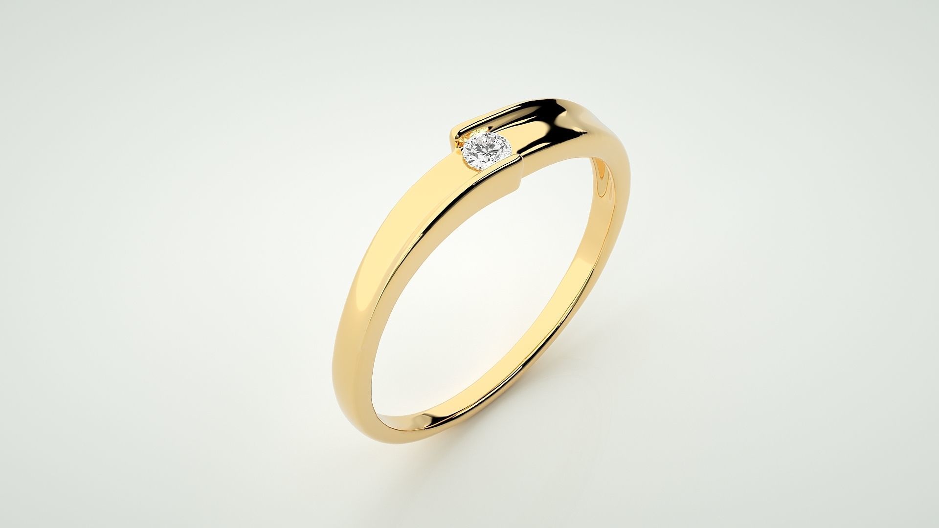 Single diamond Women solitaire ring 3dm stl render detail 3D print model_9