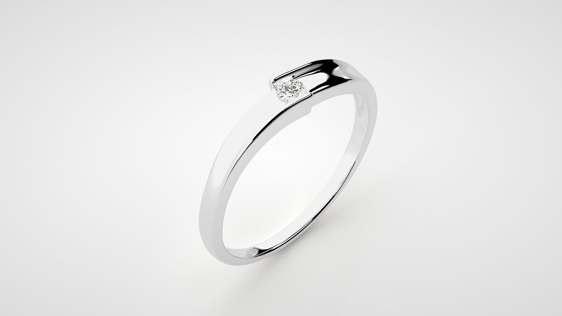 Single diamond Women solitaire ring 3dm stl render detail 3D print model_6