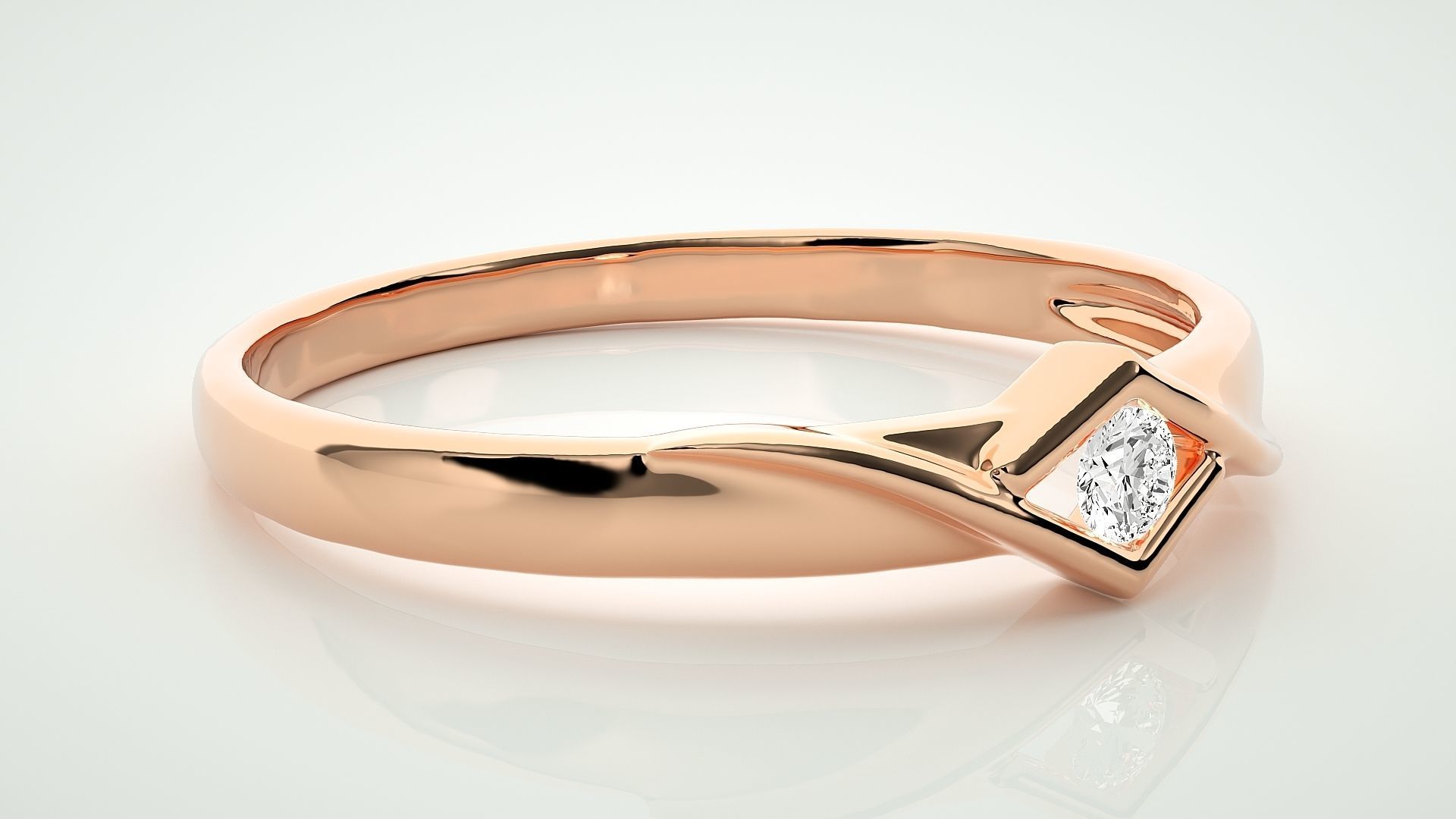 Single diamond Women solitaire ring 3dm stl render detail 3D print model_1