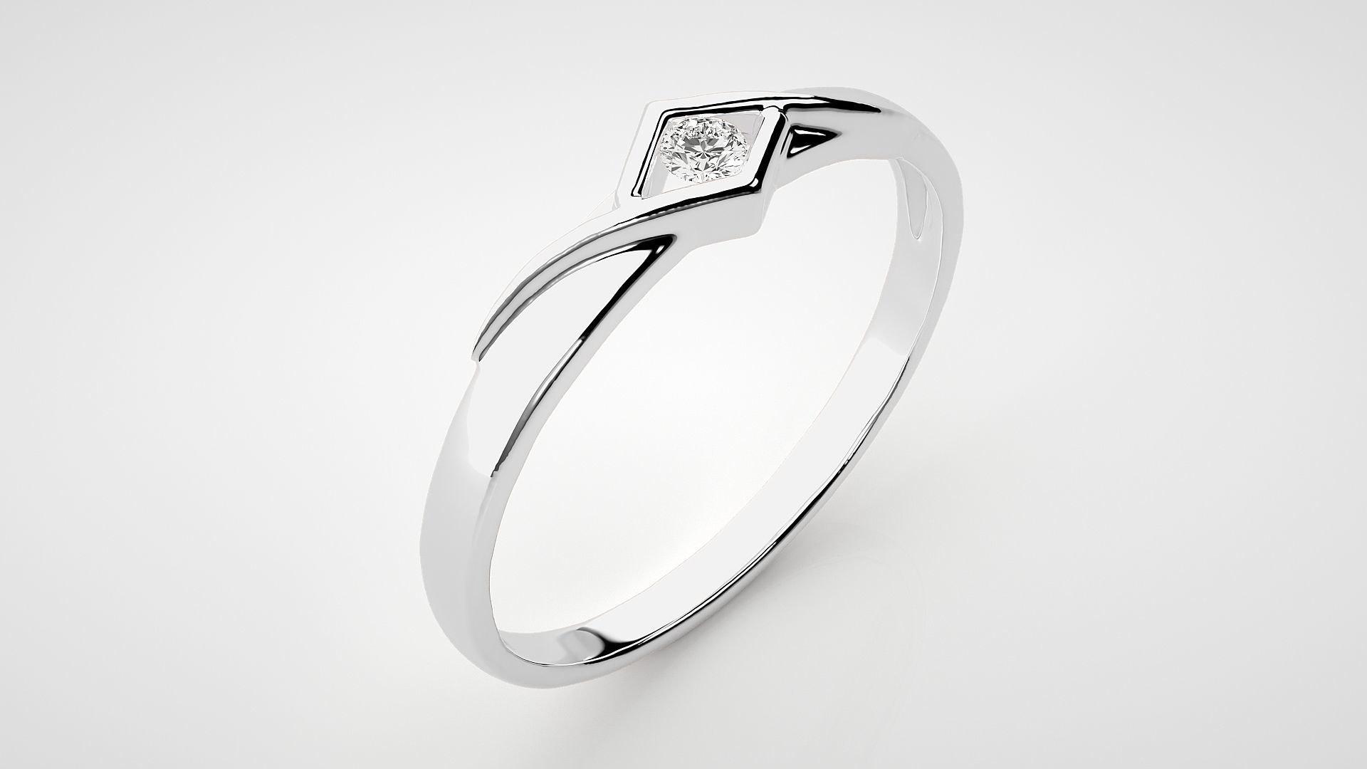 Single diamond Women solitaire ring 3dm stl render detail 3D print model_6
