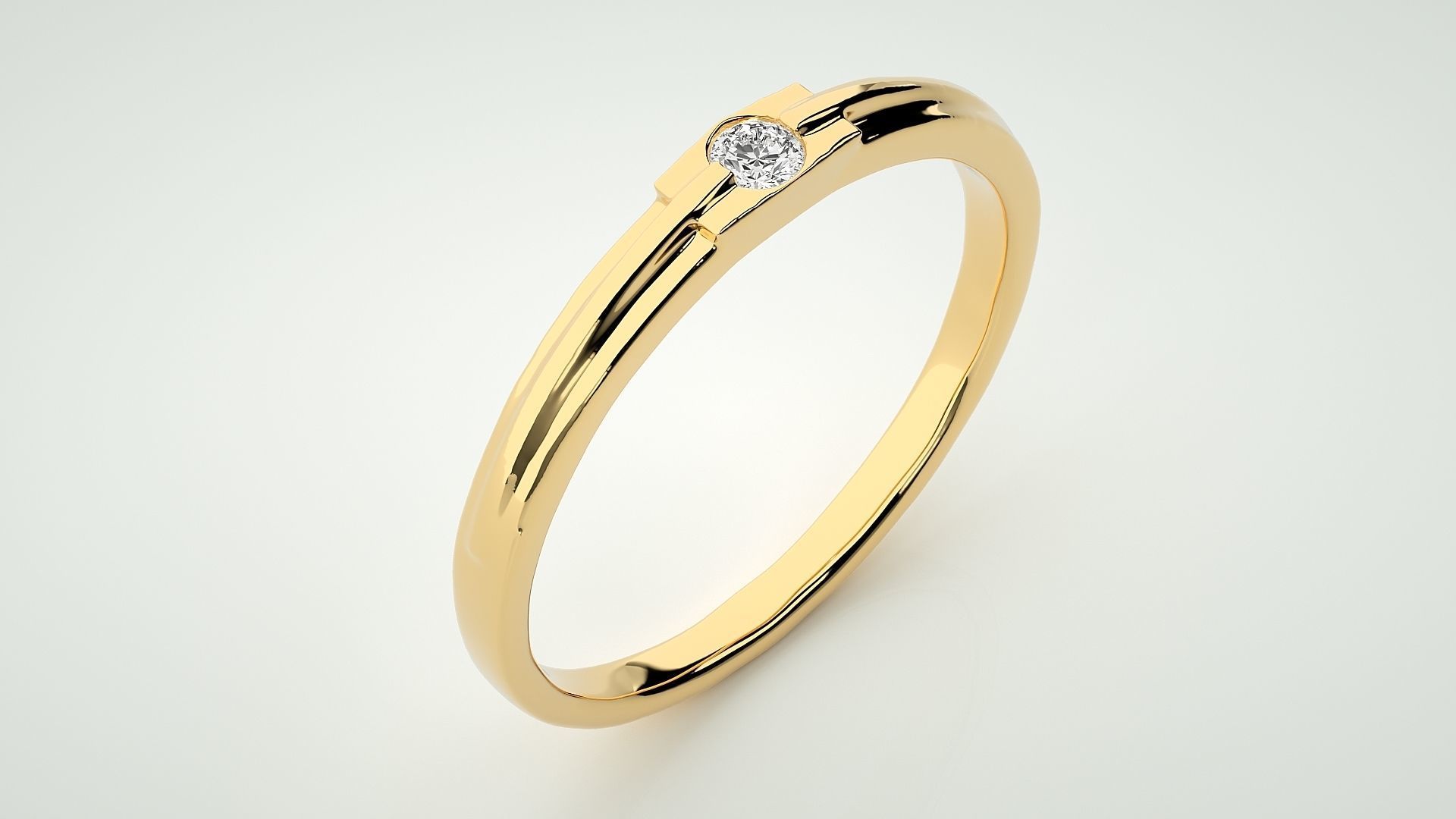 Single diamond Women solitaire ring 3dm stl render detail 3D print model_9
