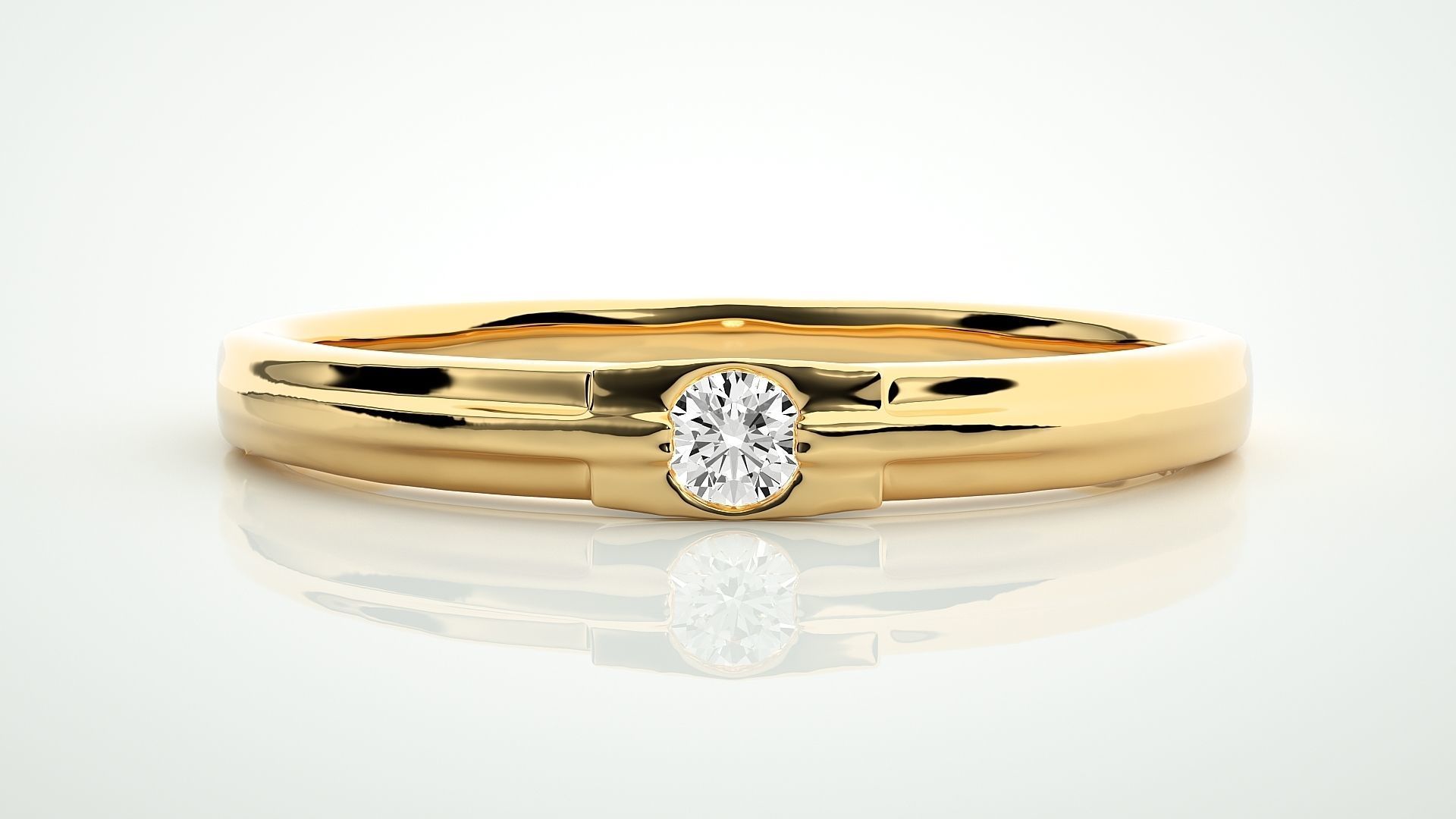 Single diamond Women solitaire ring 3dm stl render detail 3D print model_7