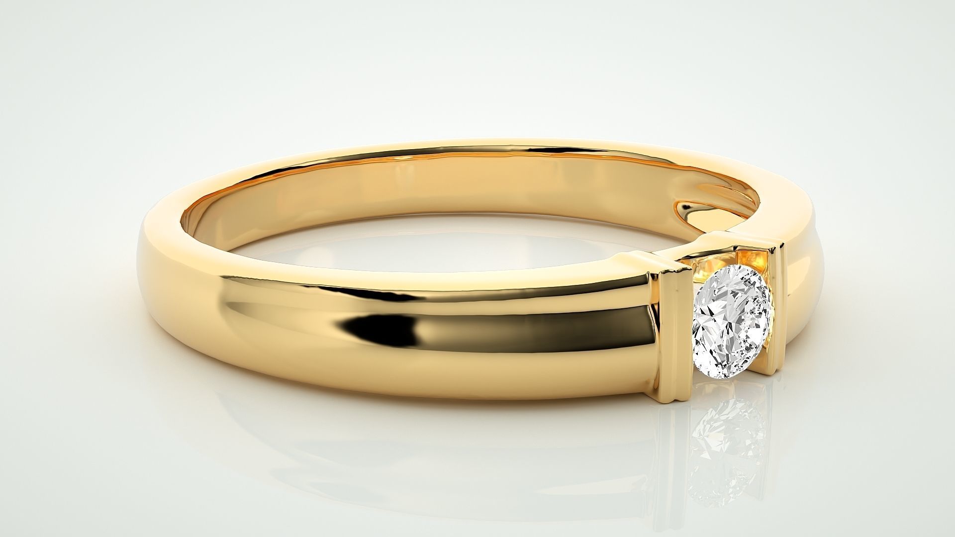 Single diamond Women solitaire ring 3dm stl render detail 3D print model_8