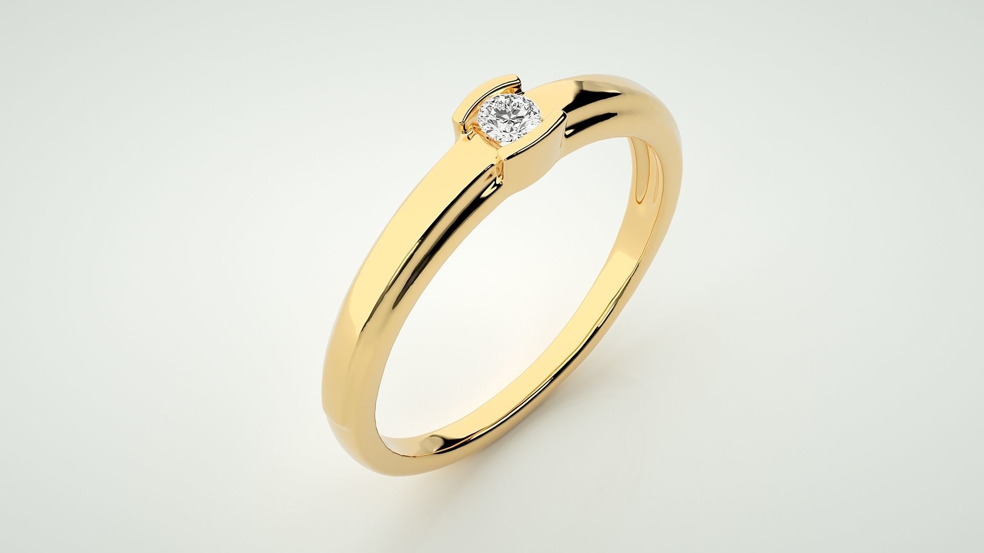 Single diamond Women solitaire ring 3dm stl render detail 3D print model_9
