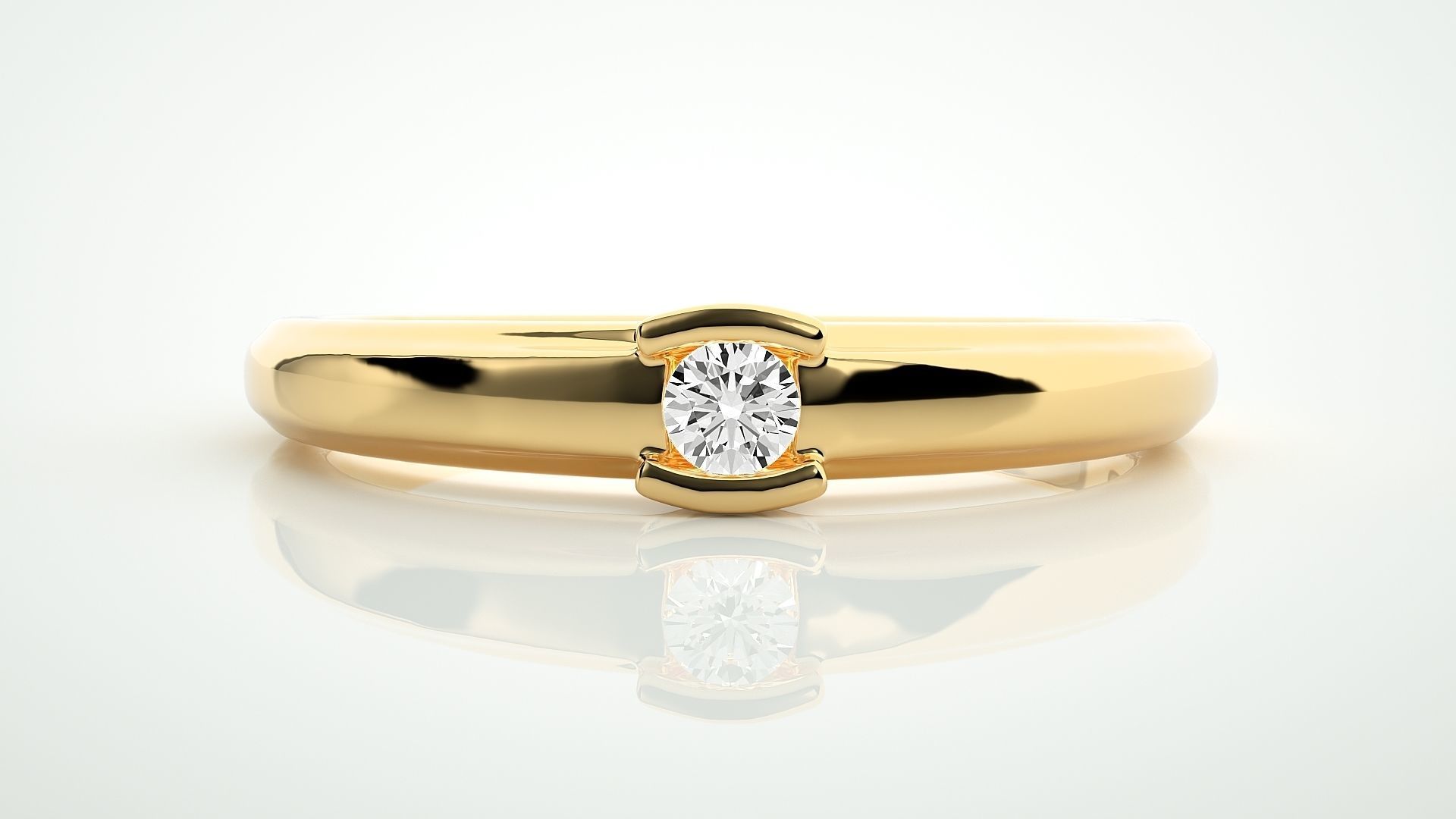 Single diamond Women solitaire ring 3dm stl render detail 3D print model_7