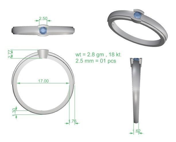 Single diamond Women solitaire ring 3dm stl render detail 3D print model_3