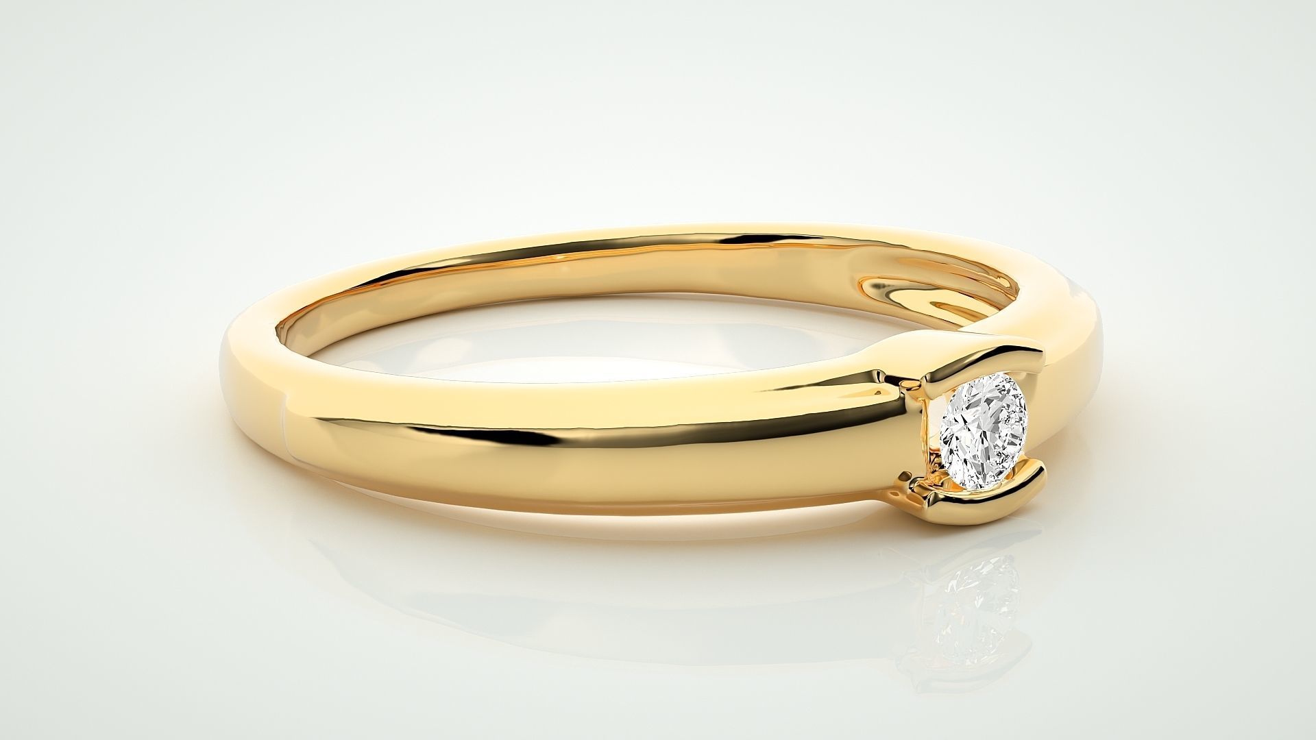 Single diamond Women solitaire ring 3dm stl render detail 3D print model_8