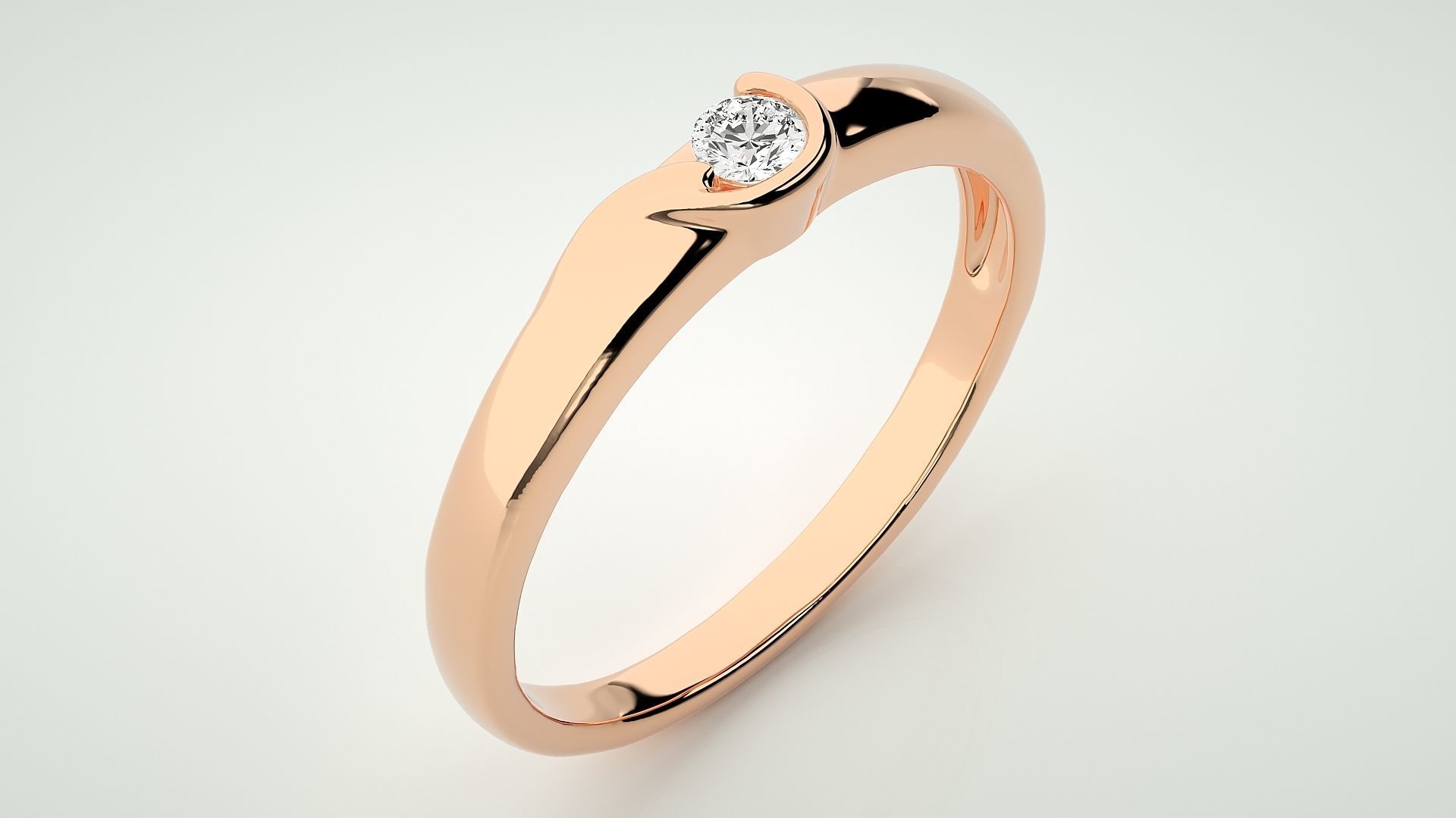 Single diamond Women solitaire ring 3dm stl render detail 3D print model_2
