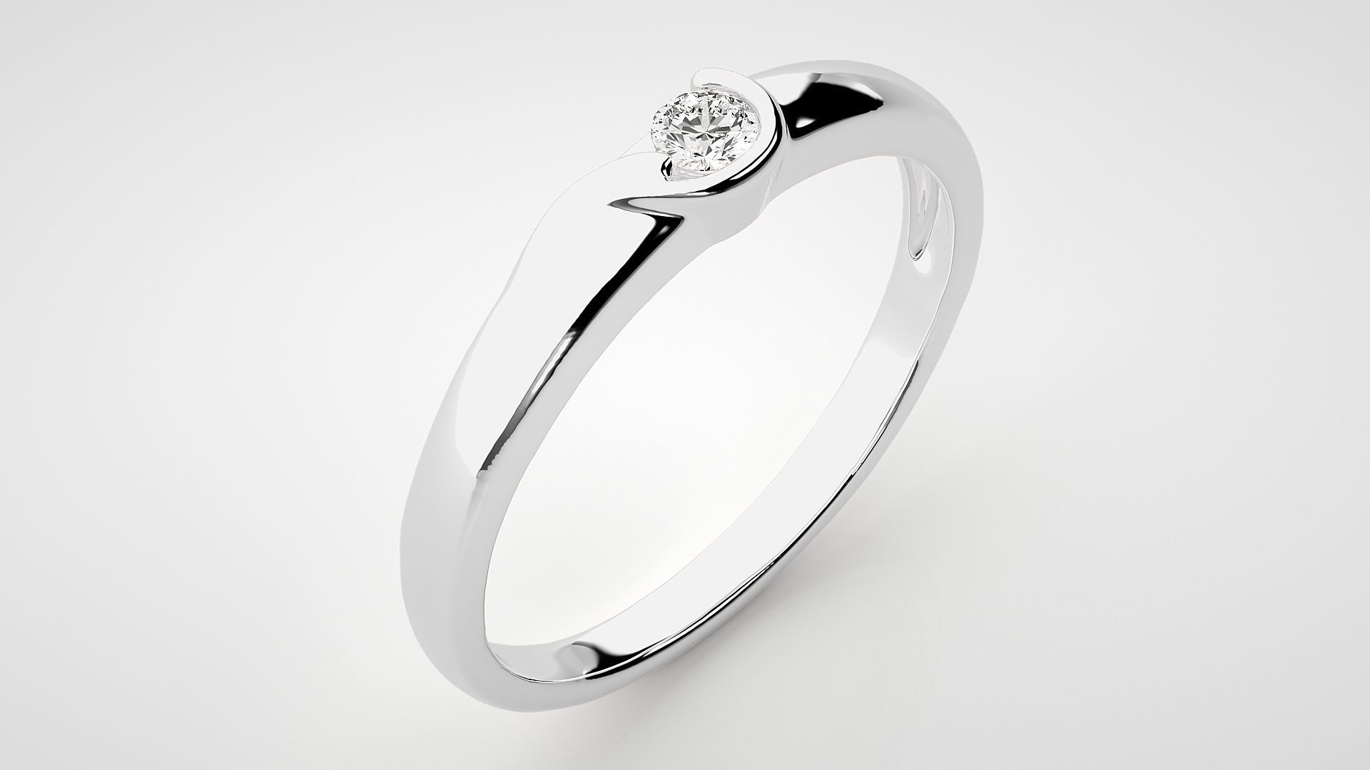 Single diamond Women solitaire ring 3dm stl render detail 3D print model_6
