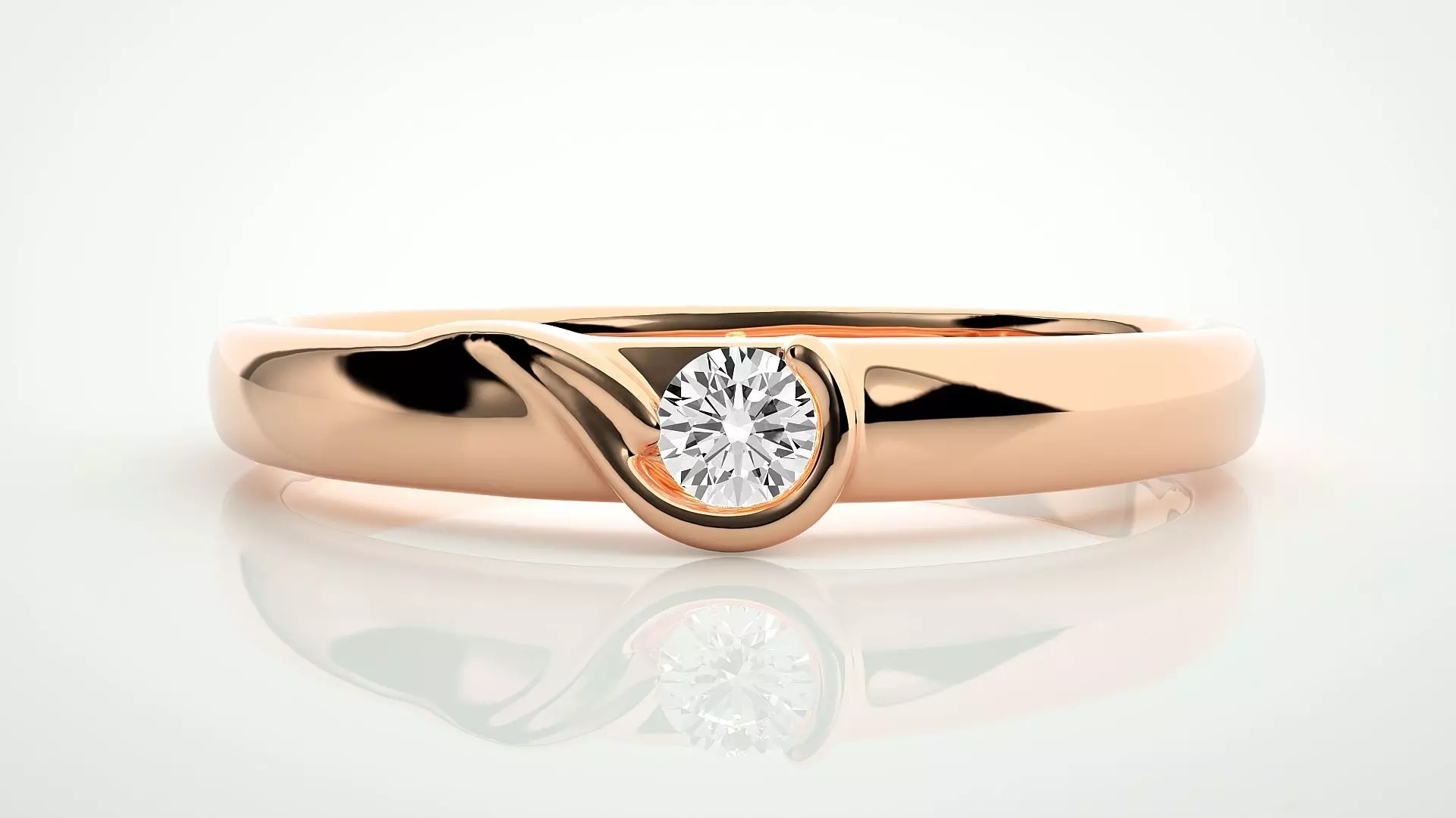 Single diamond Women solitaire ring 3dm stl render detail 3D print model_0