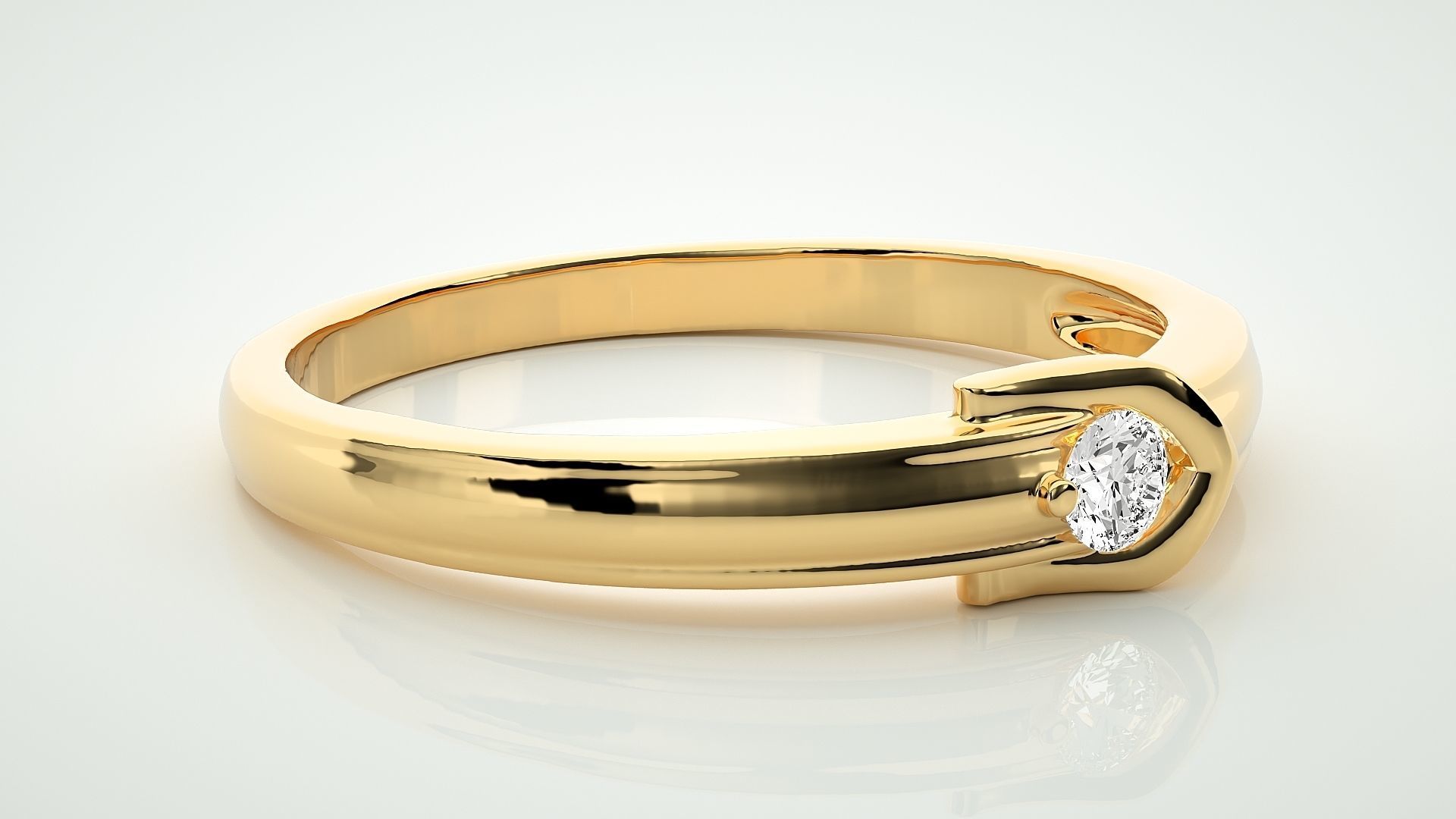 Single diamond Women solitaire ring 3dm stl render detail 3D print model_8