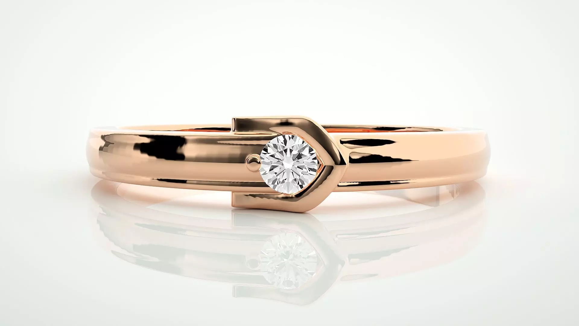 Single diamond Women solitaire ring 3dm stl render detail 3D print model_0