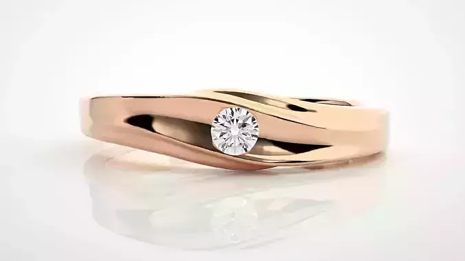 Single diamond Women solitaire ring 3dm stl render detail