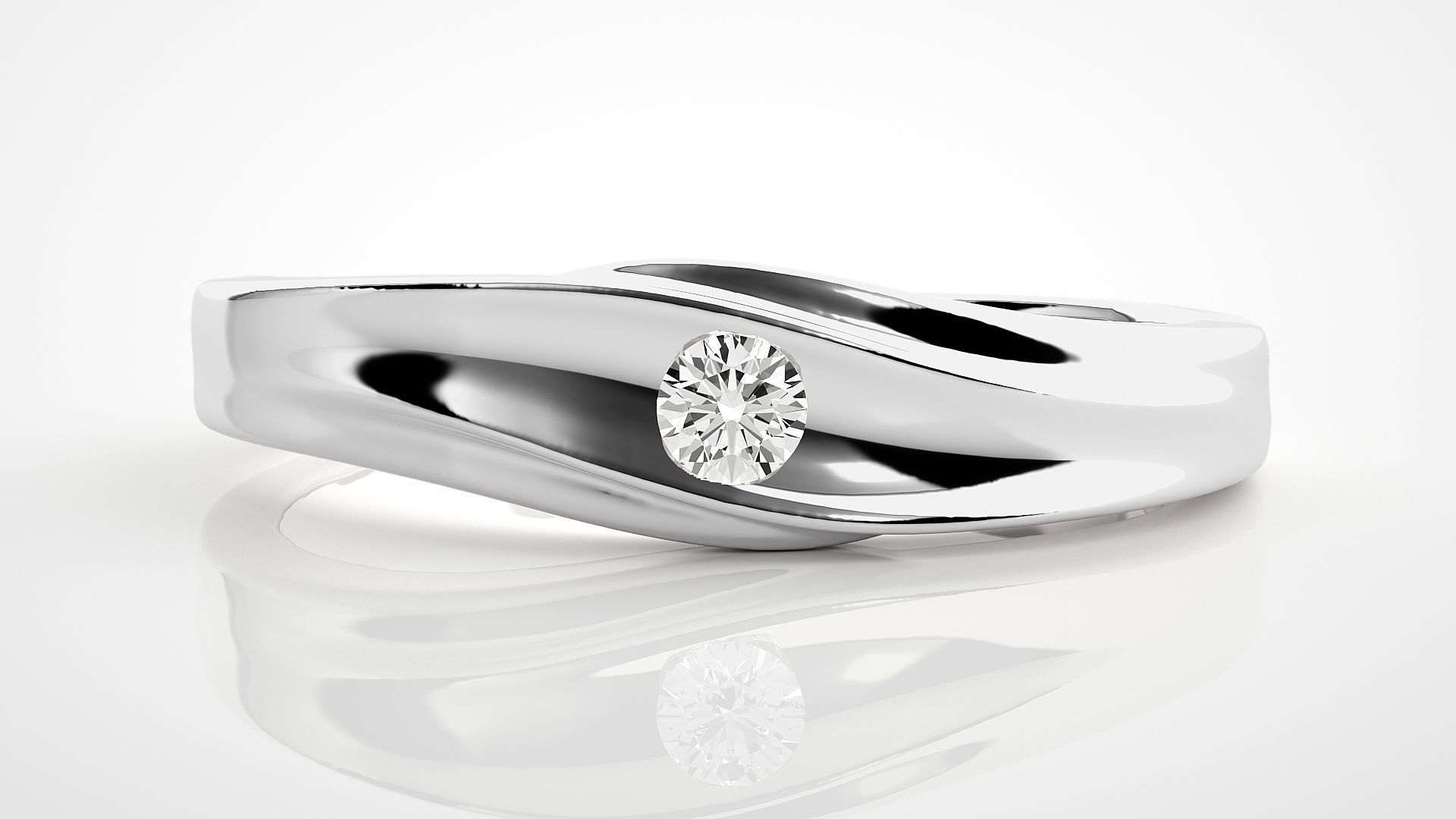 Single diamond Women solitaire ring 3dm stl render detail 3D print model_4