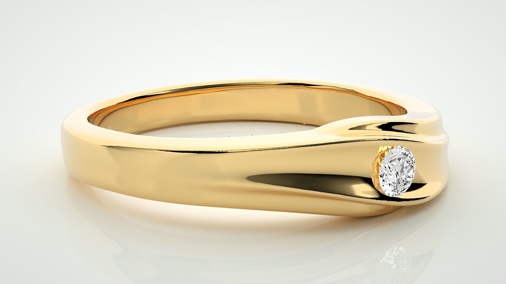 Single diamond Women solitaire ring 3dm stl render detail 3D print model_8