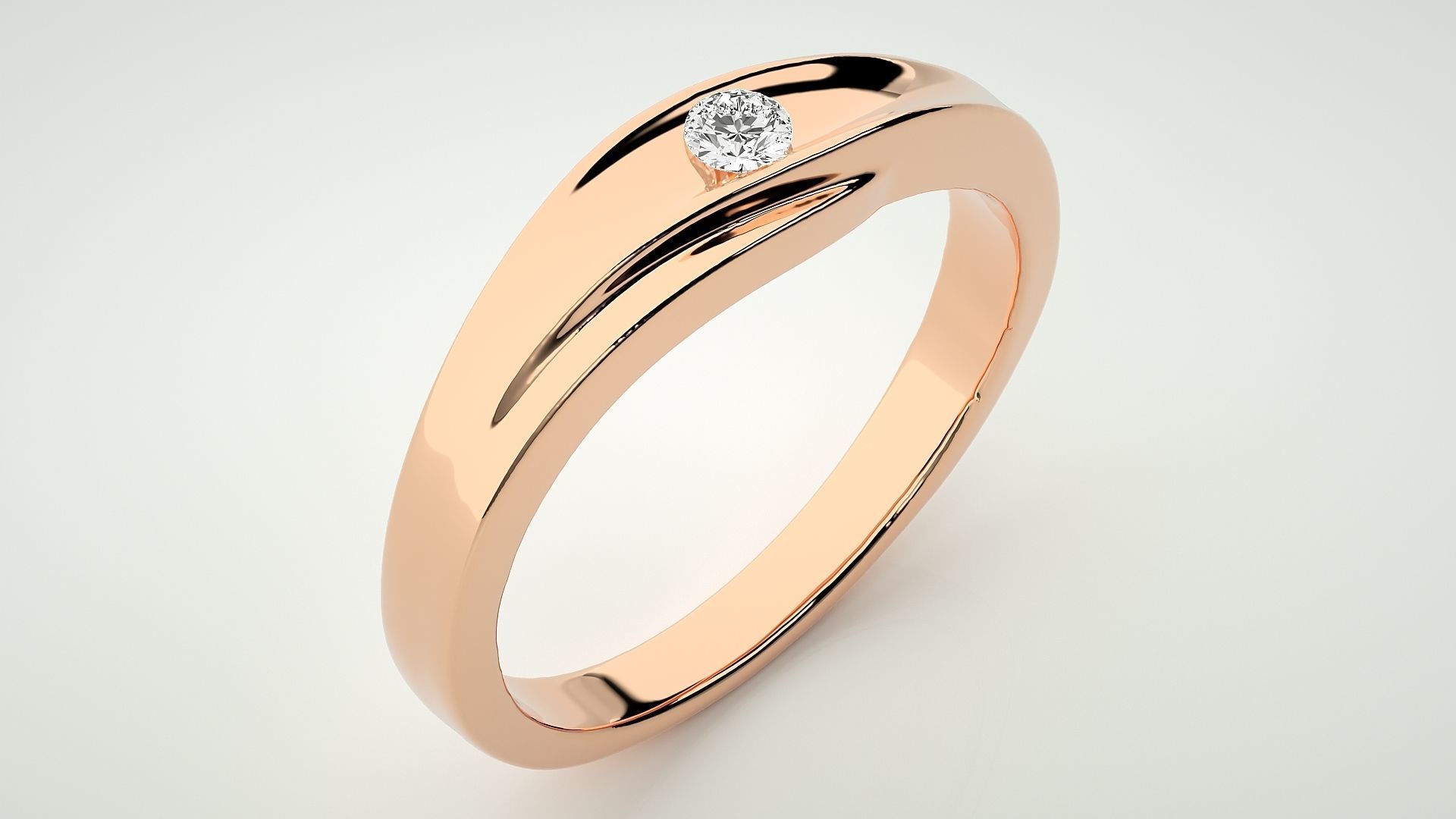 Single diamond Women solitaire ring 3dm stl render detail 3D print model_2